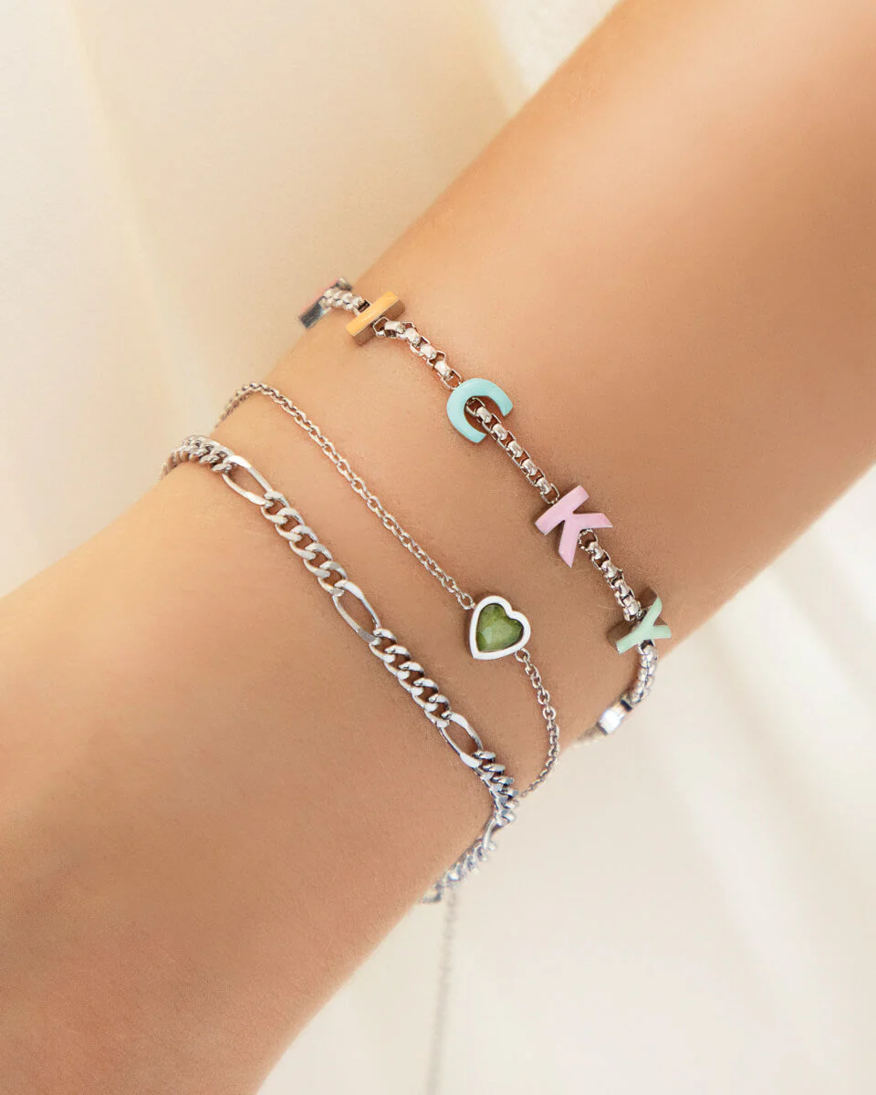 Custom Enamel Name Bracelet (Silver)