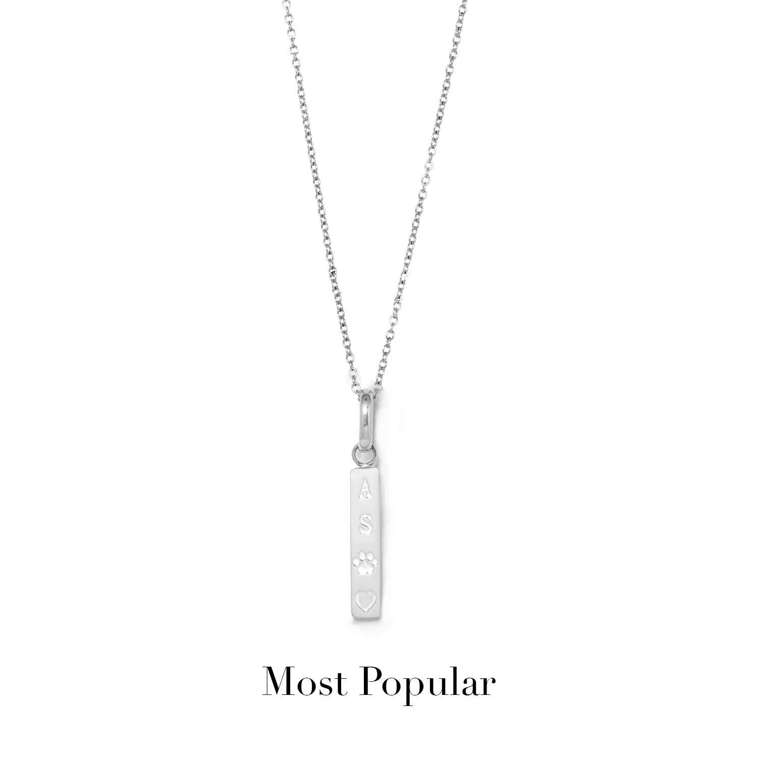 Custom Stamped Bar Pendant Necklace (Silver)