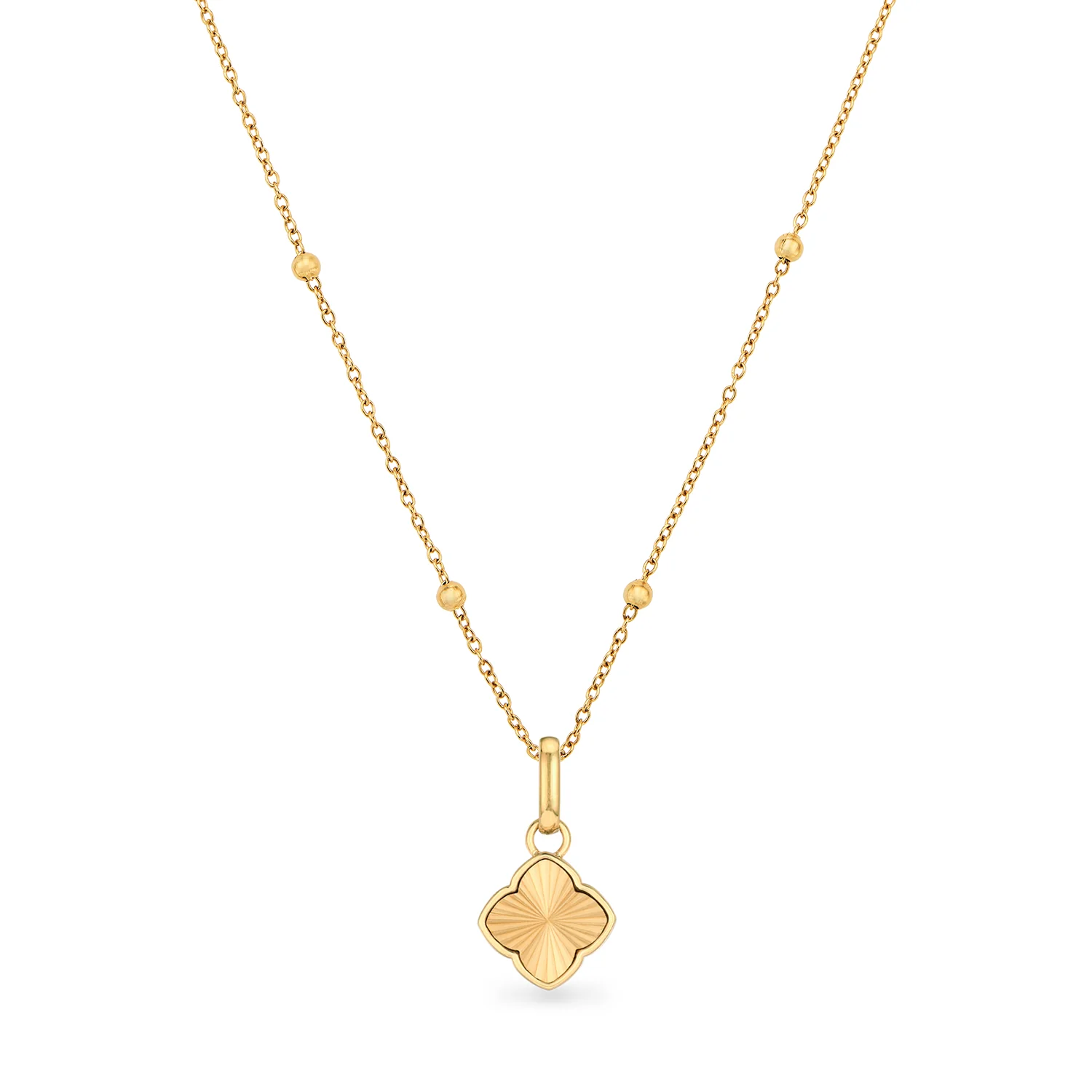 Textured Clover Necklace (Gold)