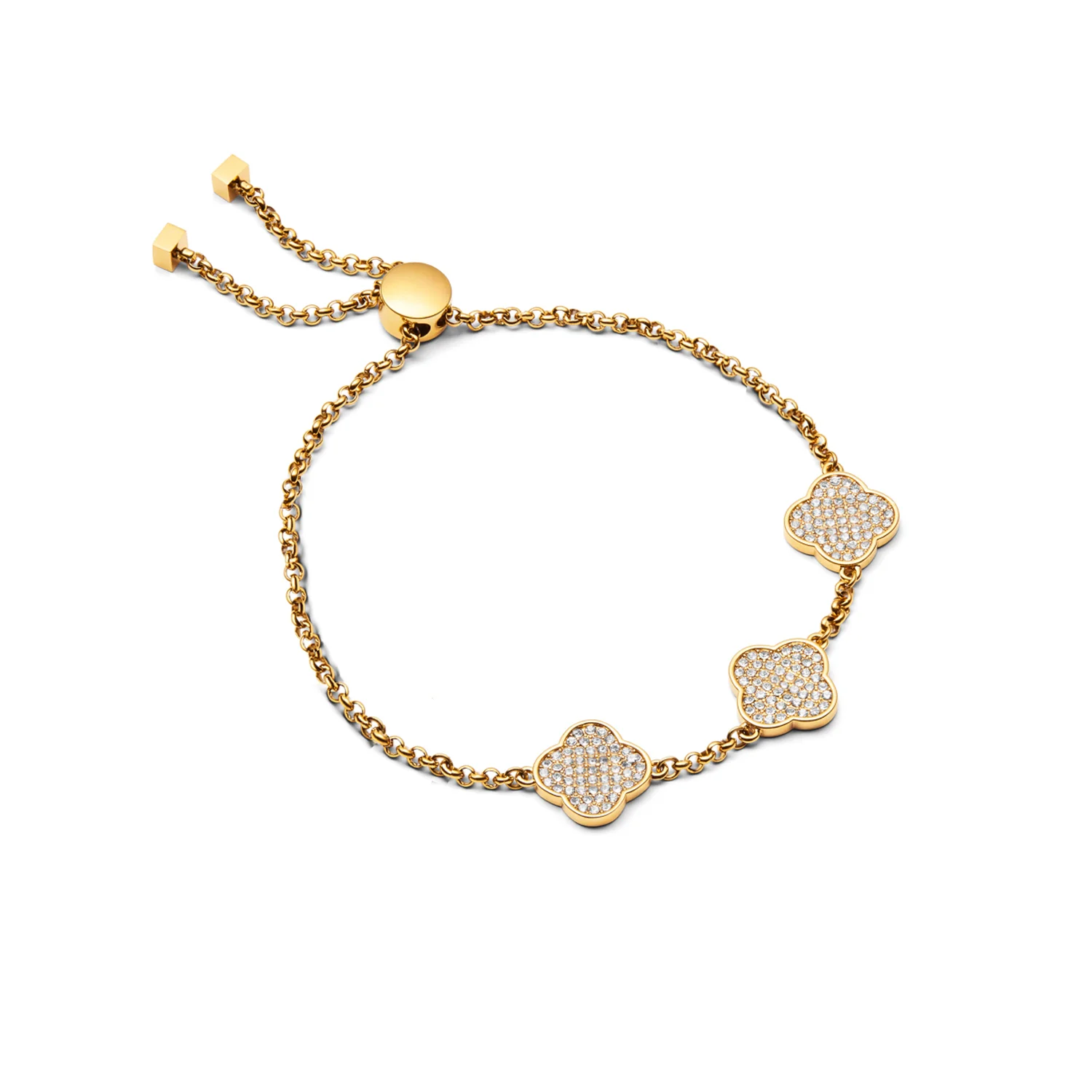 Shimmer Pavé Clover Bracelet (Gold)