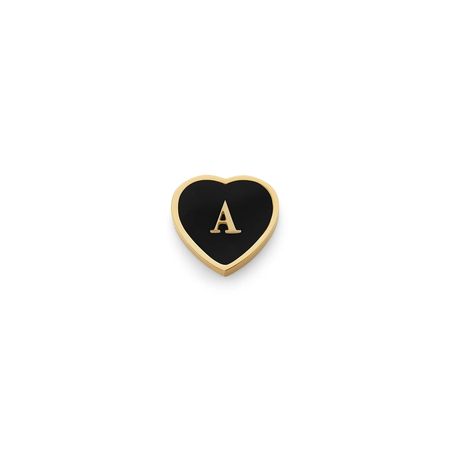 Black Enamel Heart Charms (Gold) - Initials