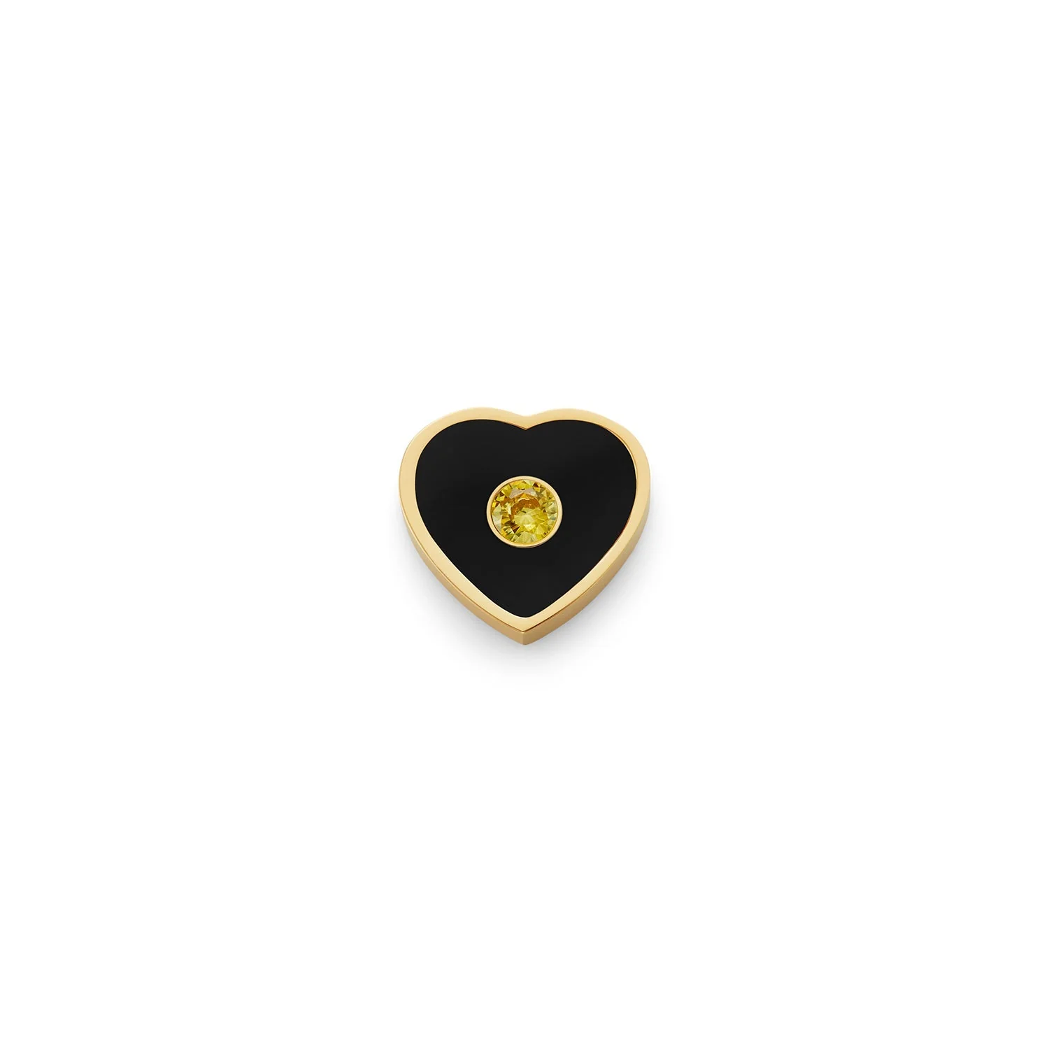 Black Enamel Heart Charms (Gold) - Birthstone