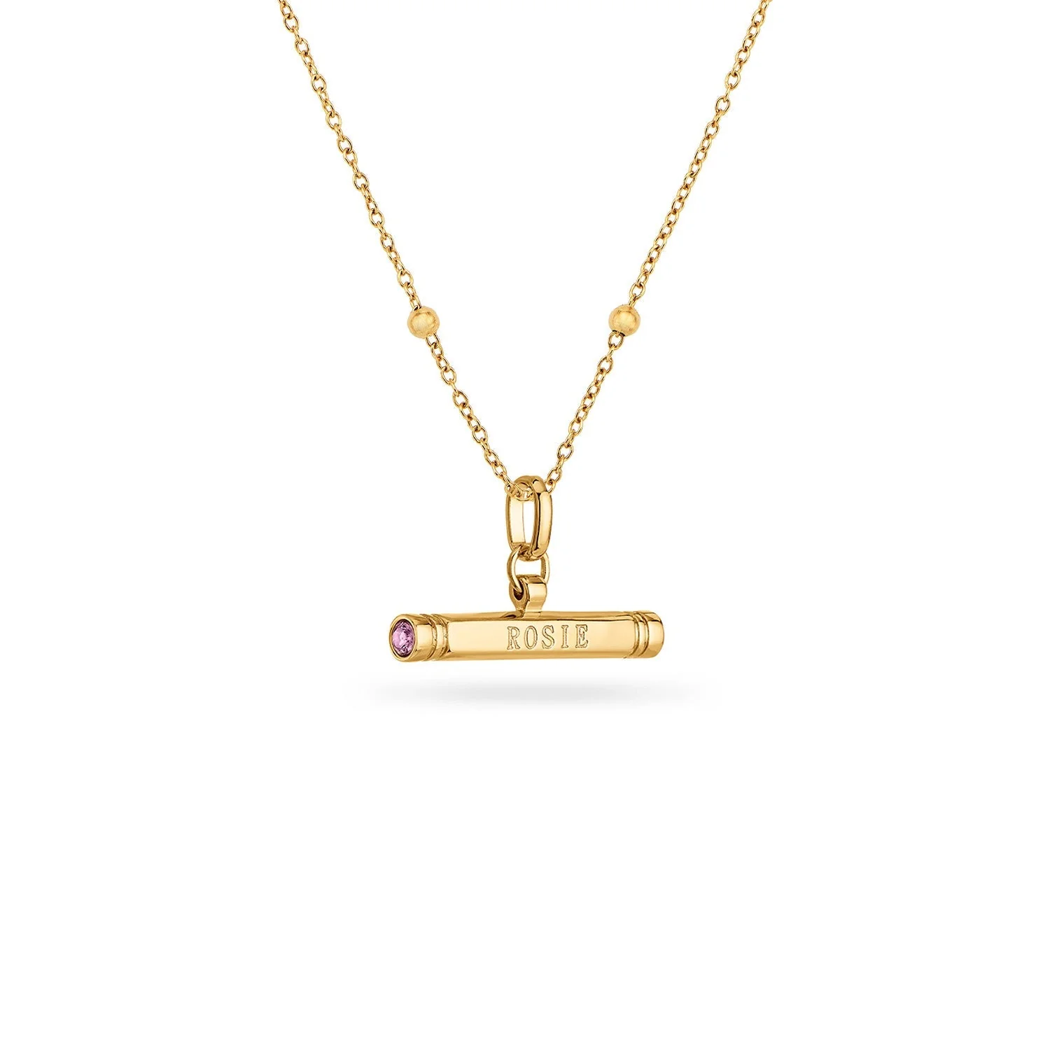 Custom Stamped T-Bar Necklace (Gold)