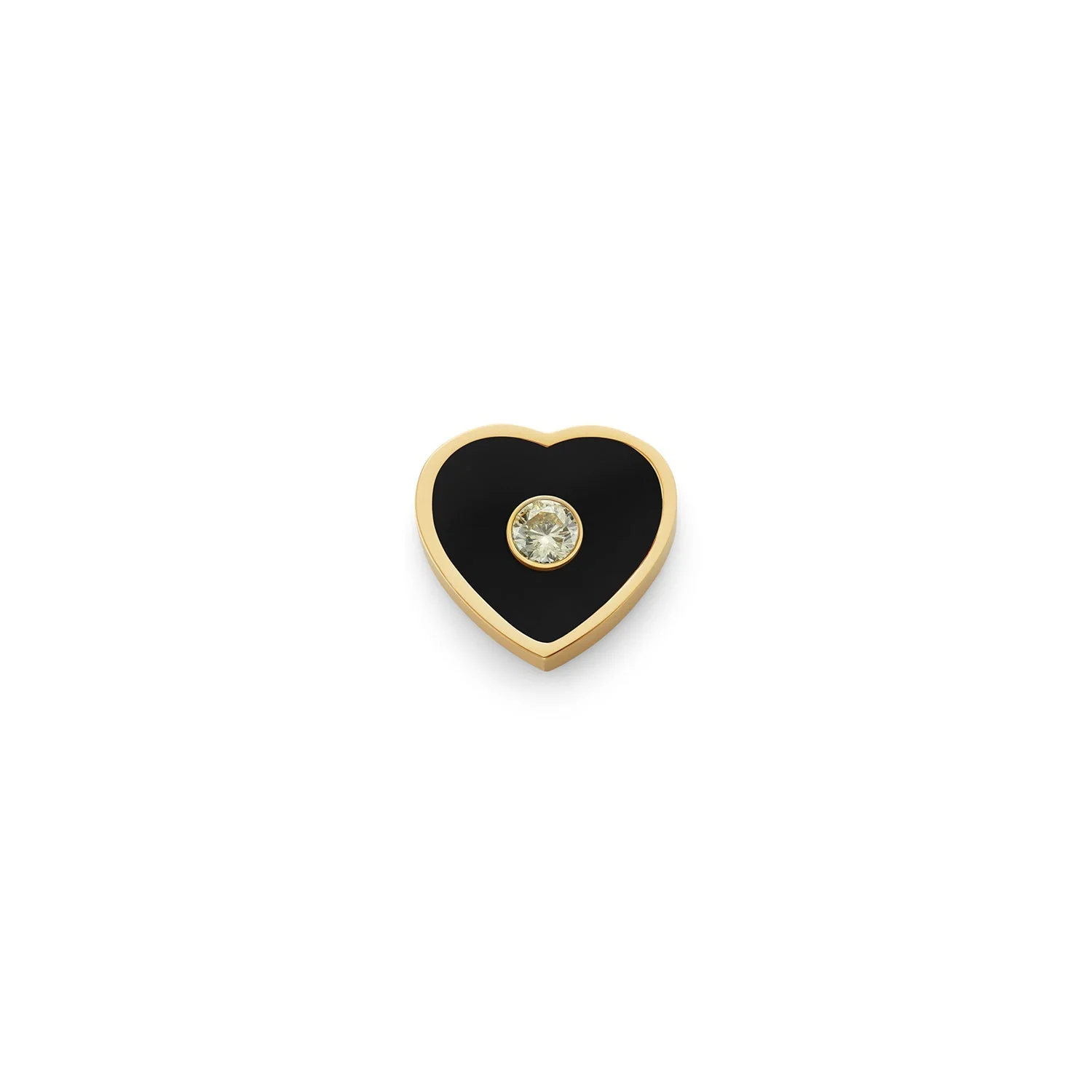 Black Enamel Heart Charms (Gold) - Birthstone