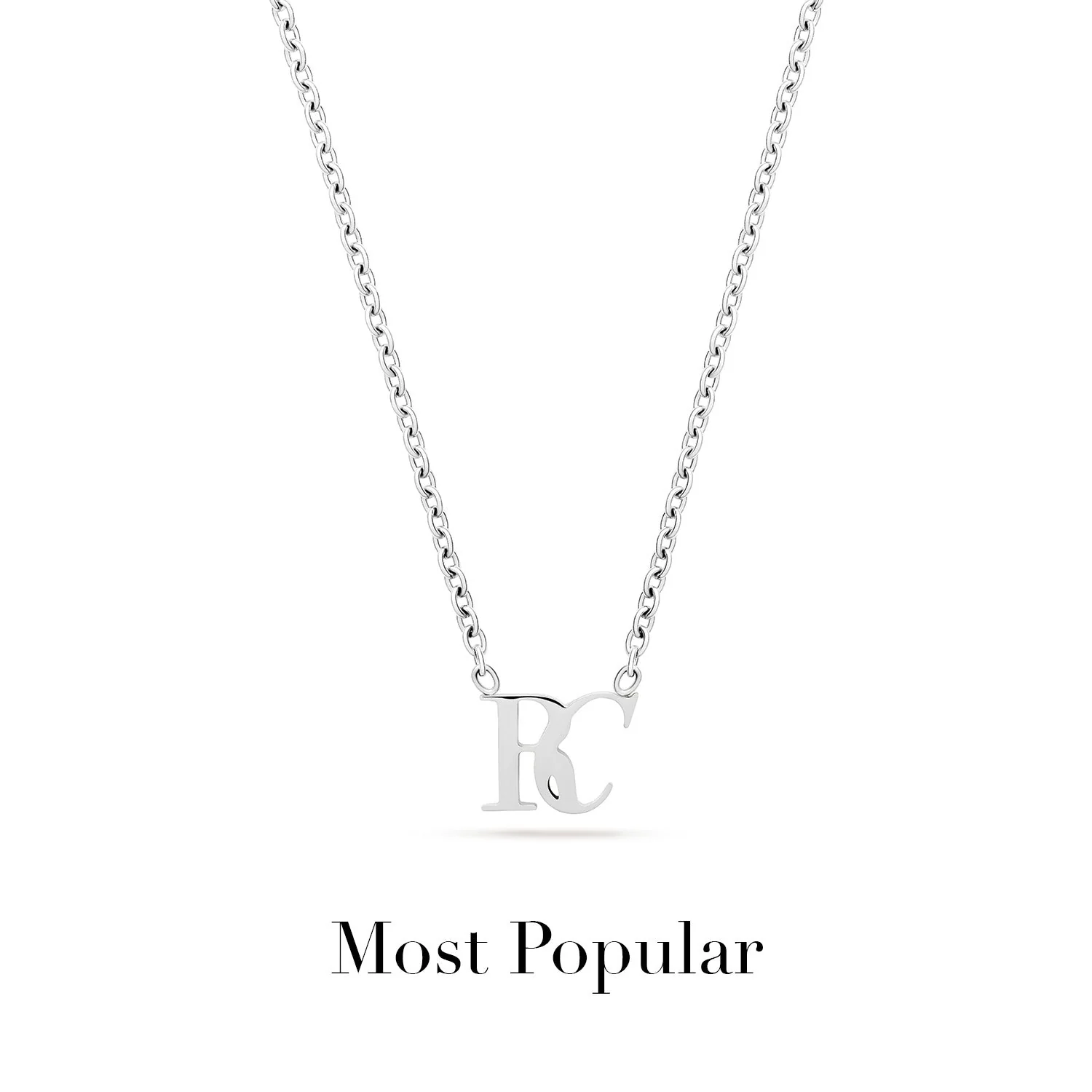 Mini Double Initial Necklace (Silver)