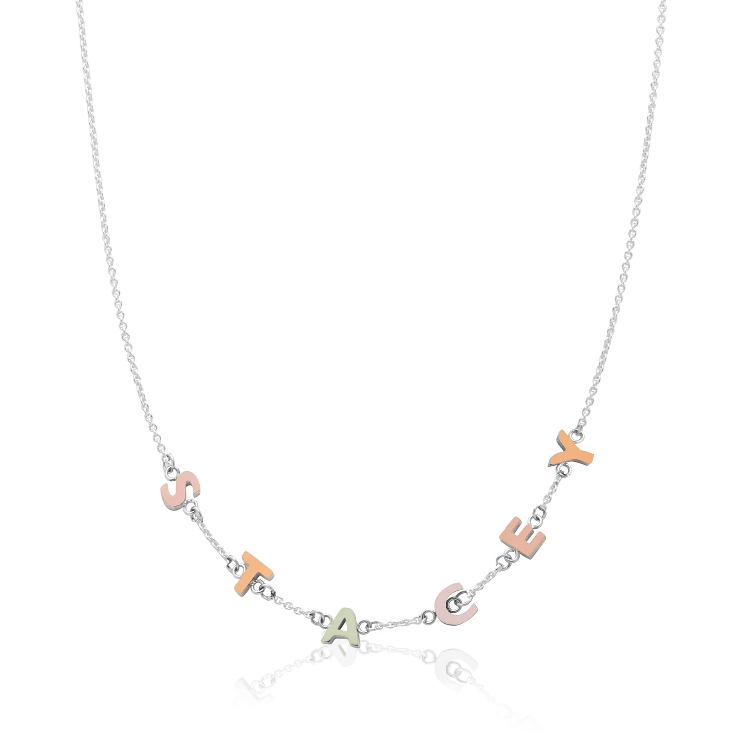 Custom Enamel Name Necklace (Silver)