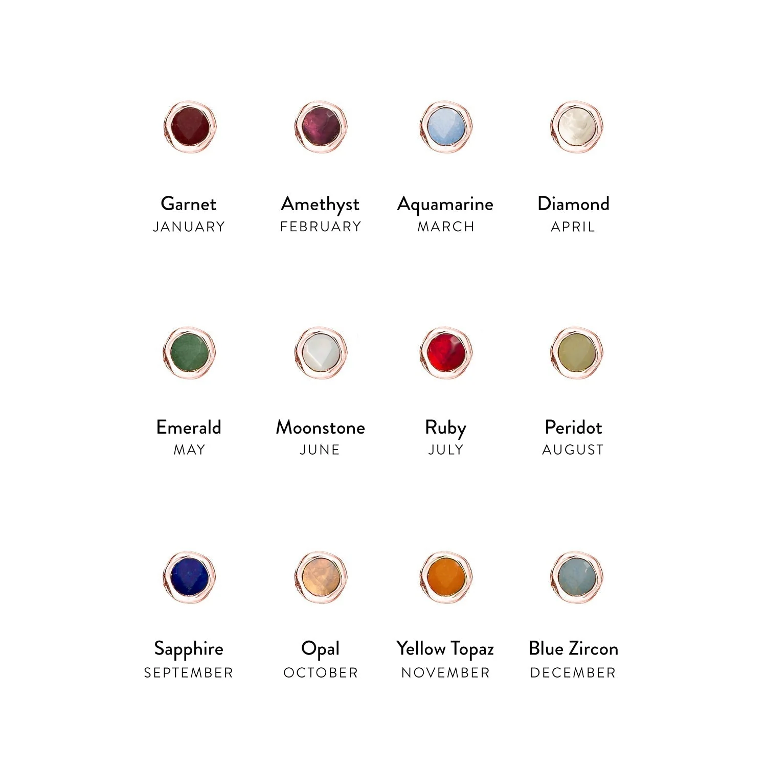 Made Mine Charms - Round Birthstone Charms (Rose Gold)