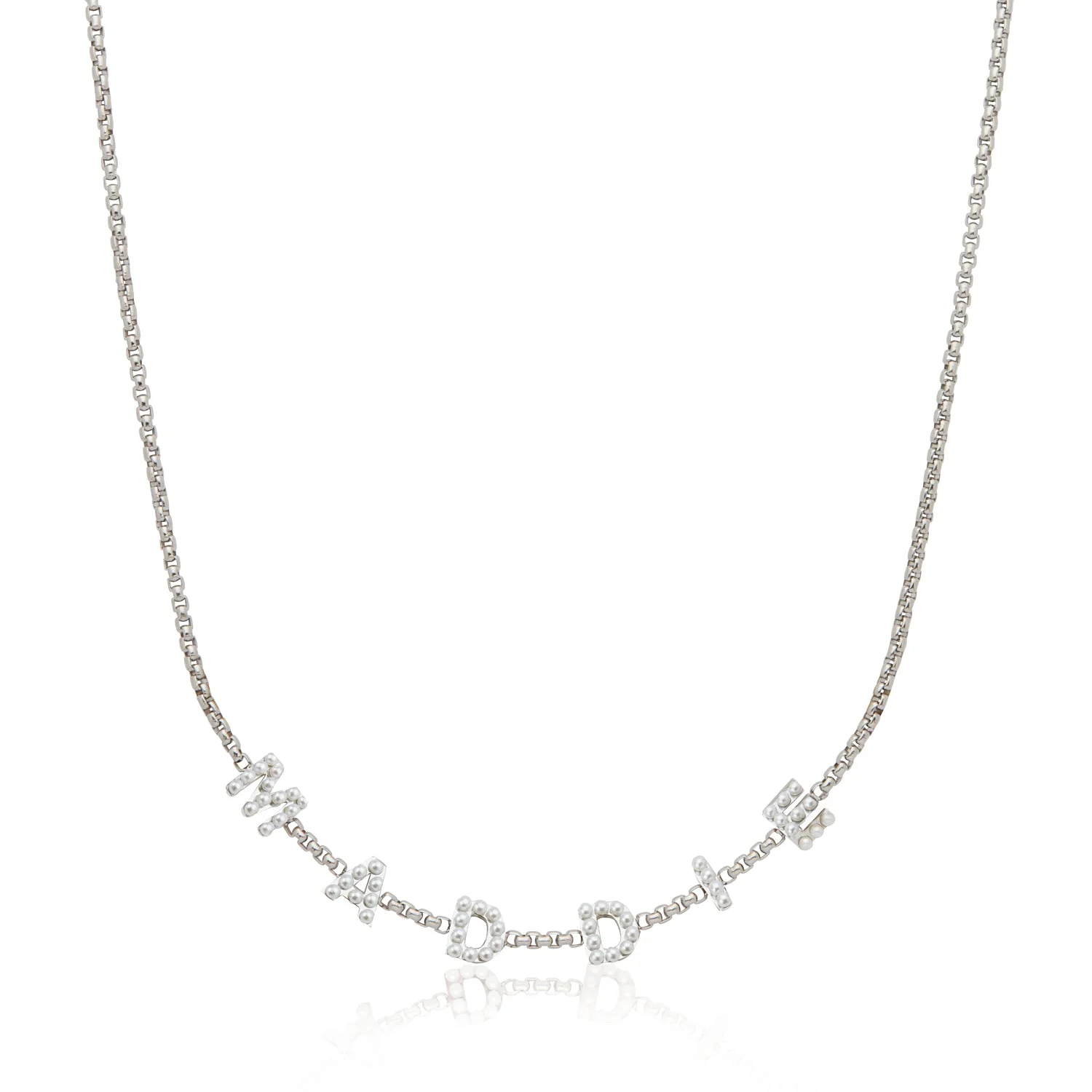 Pearl Custom Name Necklace (Silver)