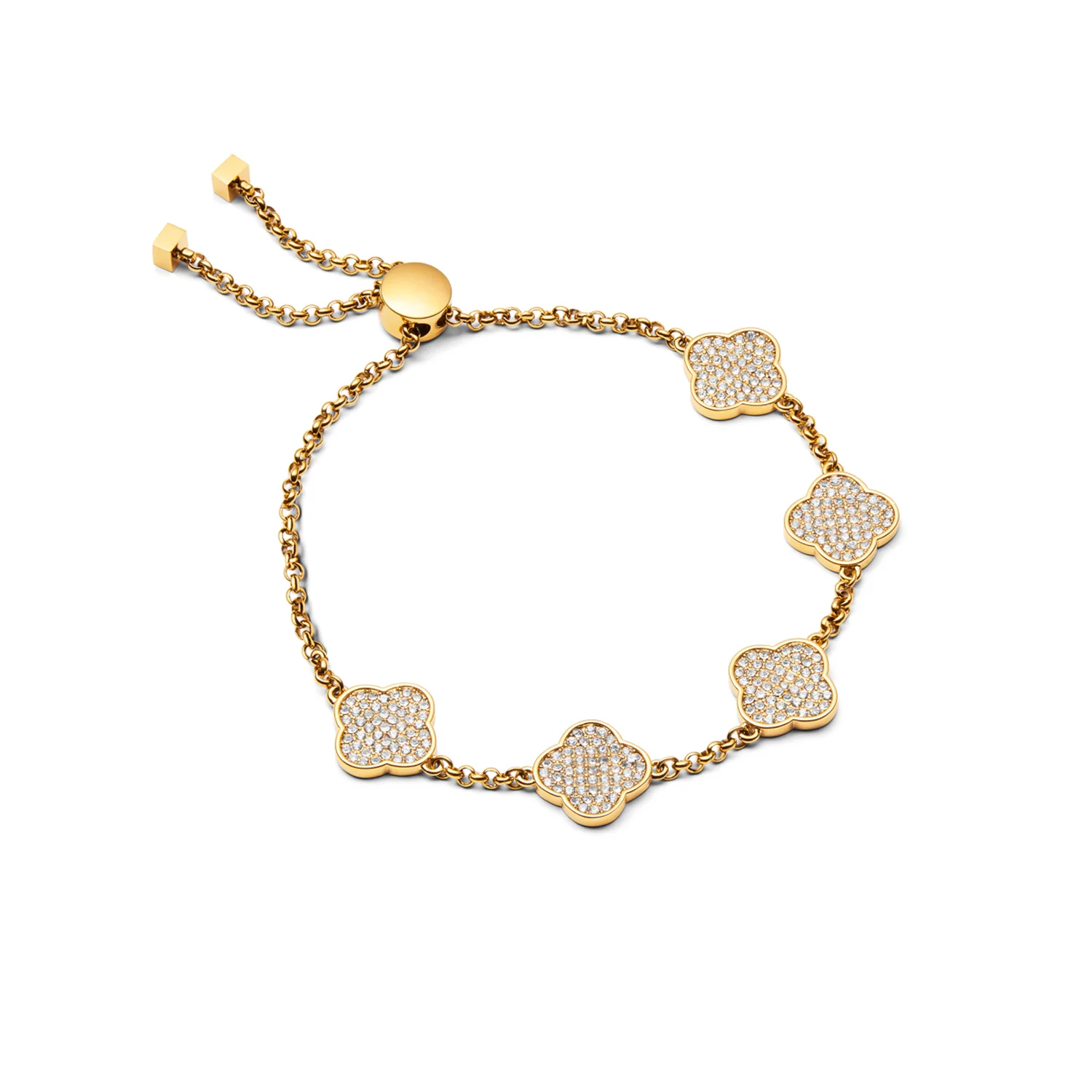 Shimmer Pavé Clover Bracelet (Gold)