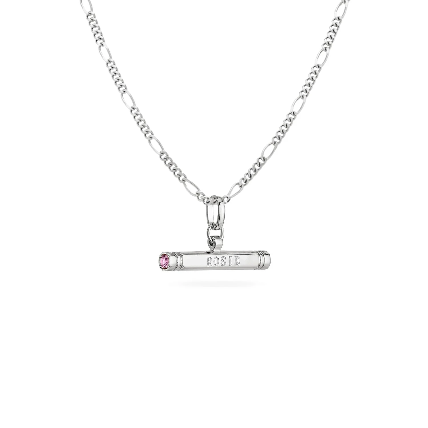 Custom Stamped T-Bar Necklace (Silver)