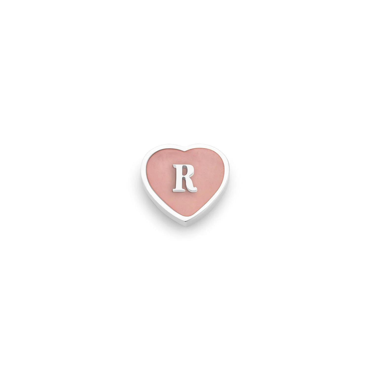 Rose Quartz Heart Charms (Silver) - Initials