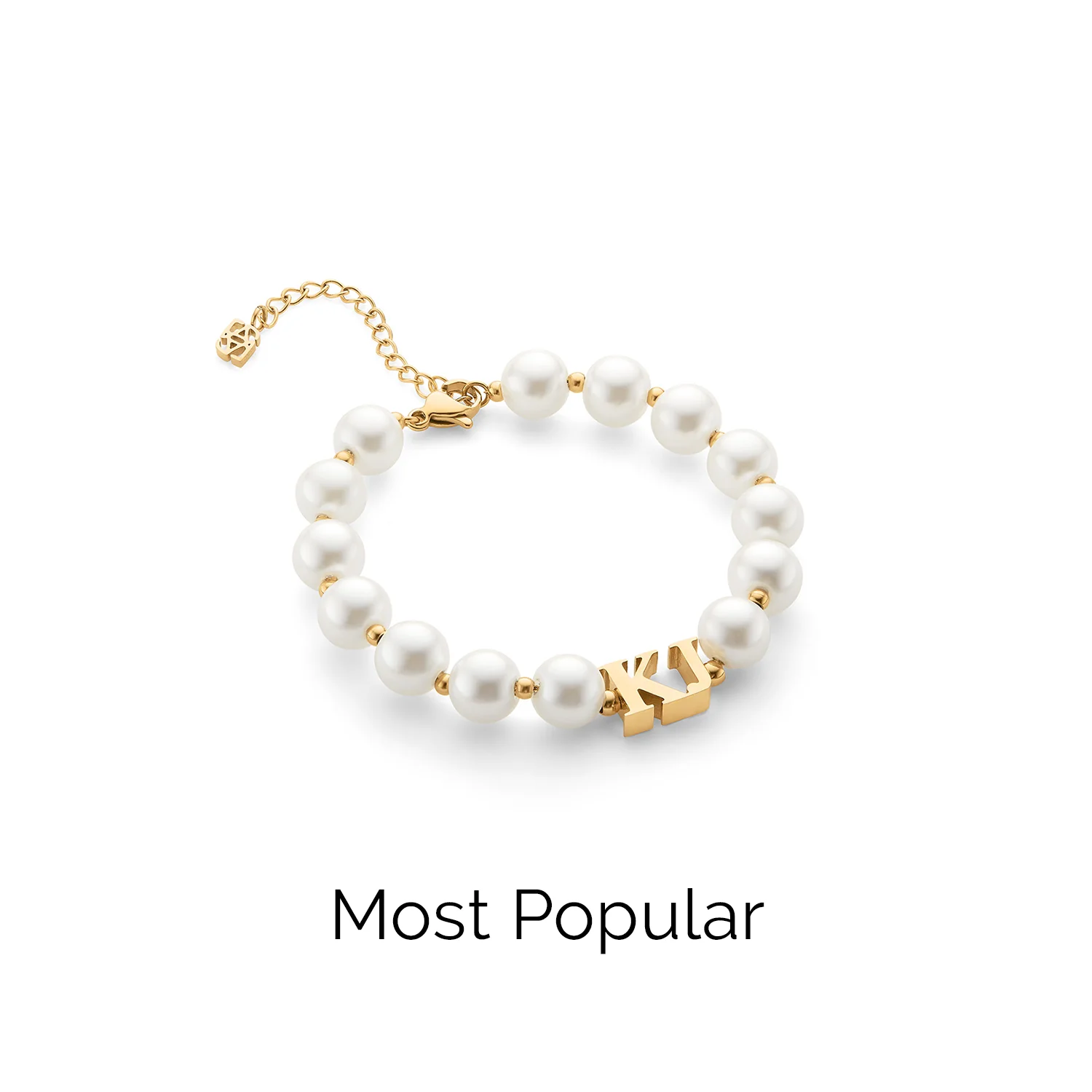 Lunar Pearl Initial Bracelet (Gold)