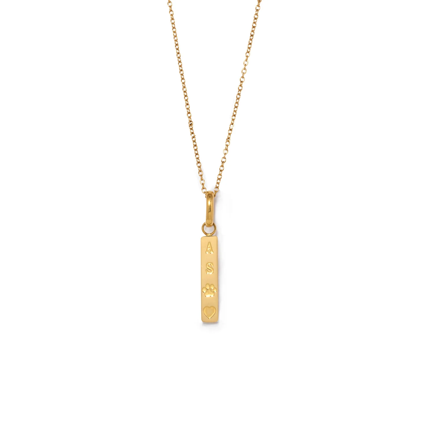 Custom Stamped Bar Pendant Necklace (Gold)