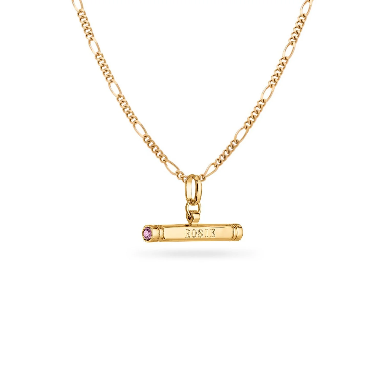 Custom Stamped T-Bar Necklace (Gold)
