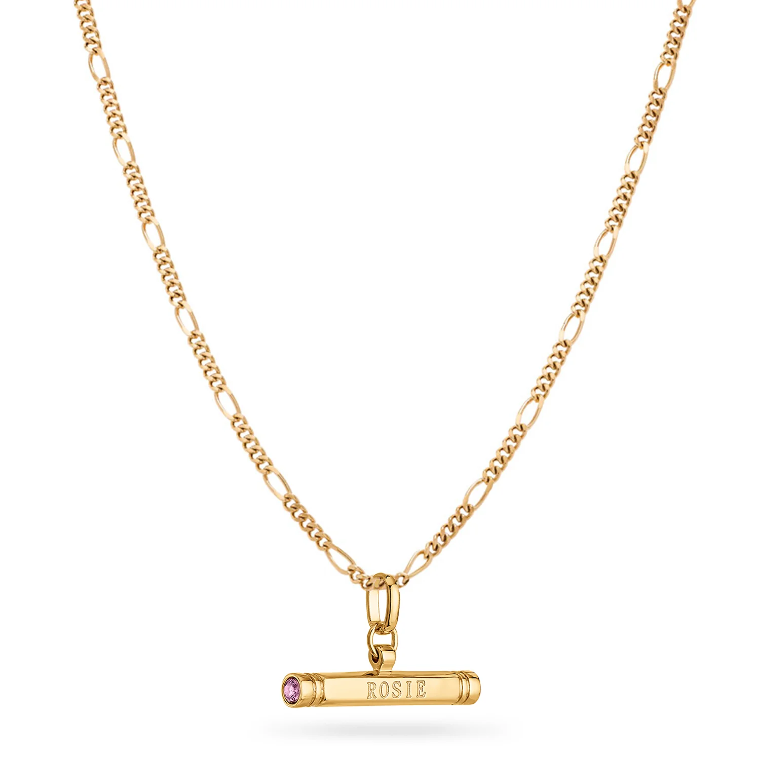 Custom Stamped T-Bar Necklace (Gold)