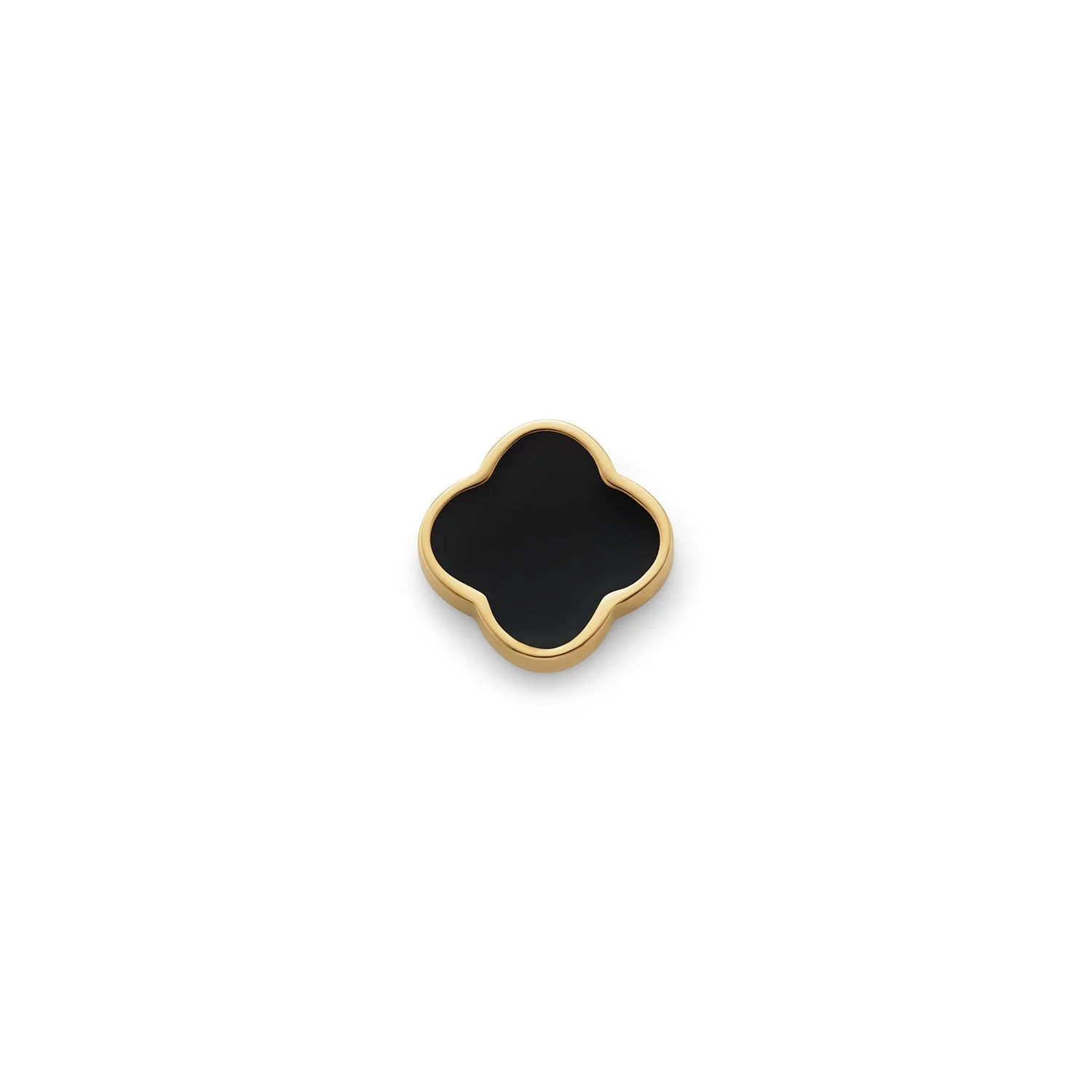Black Enamel Clover Charms (Gold) - Plain