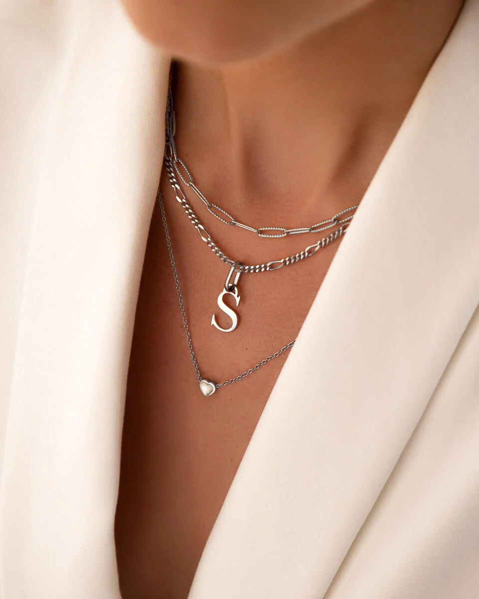 Mini Heart Birthstone Necklace (Silver)