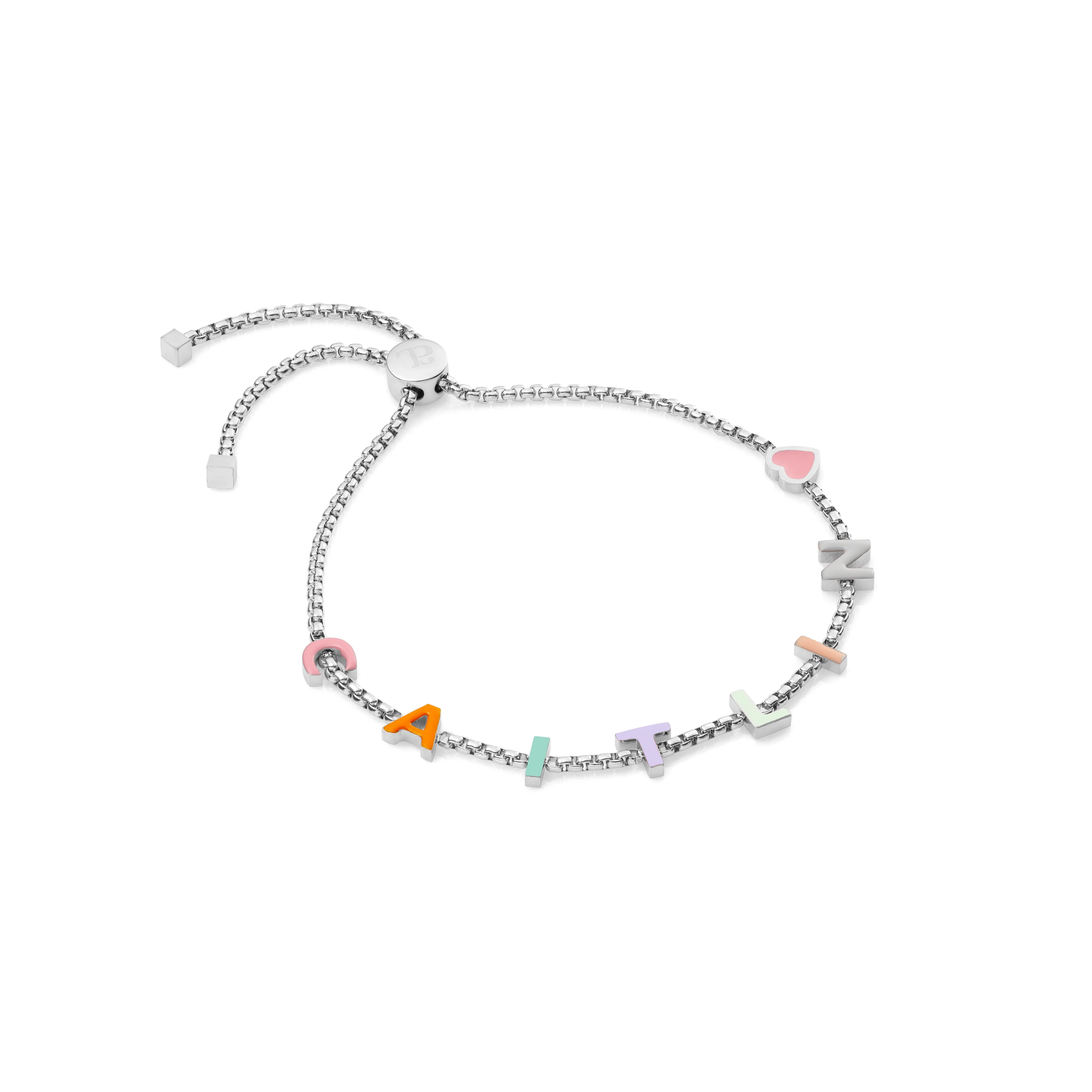 Custom Enamel Name Bracelet (Silver)