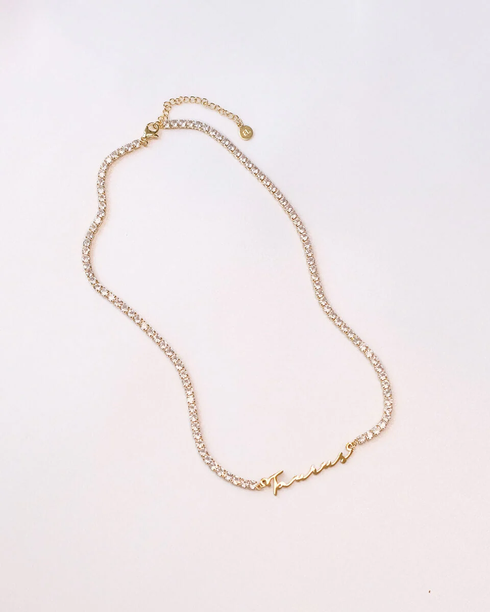 Signature Name Tennis Necklace (Gold)