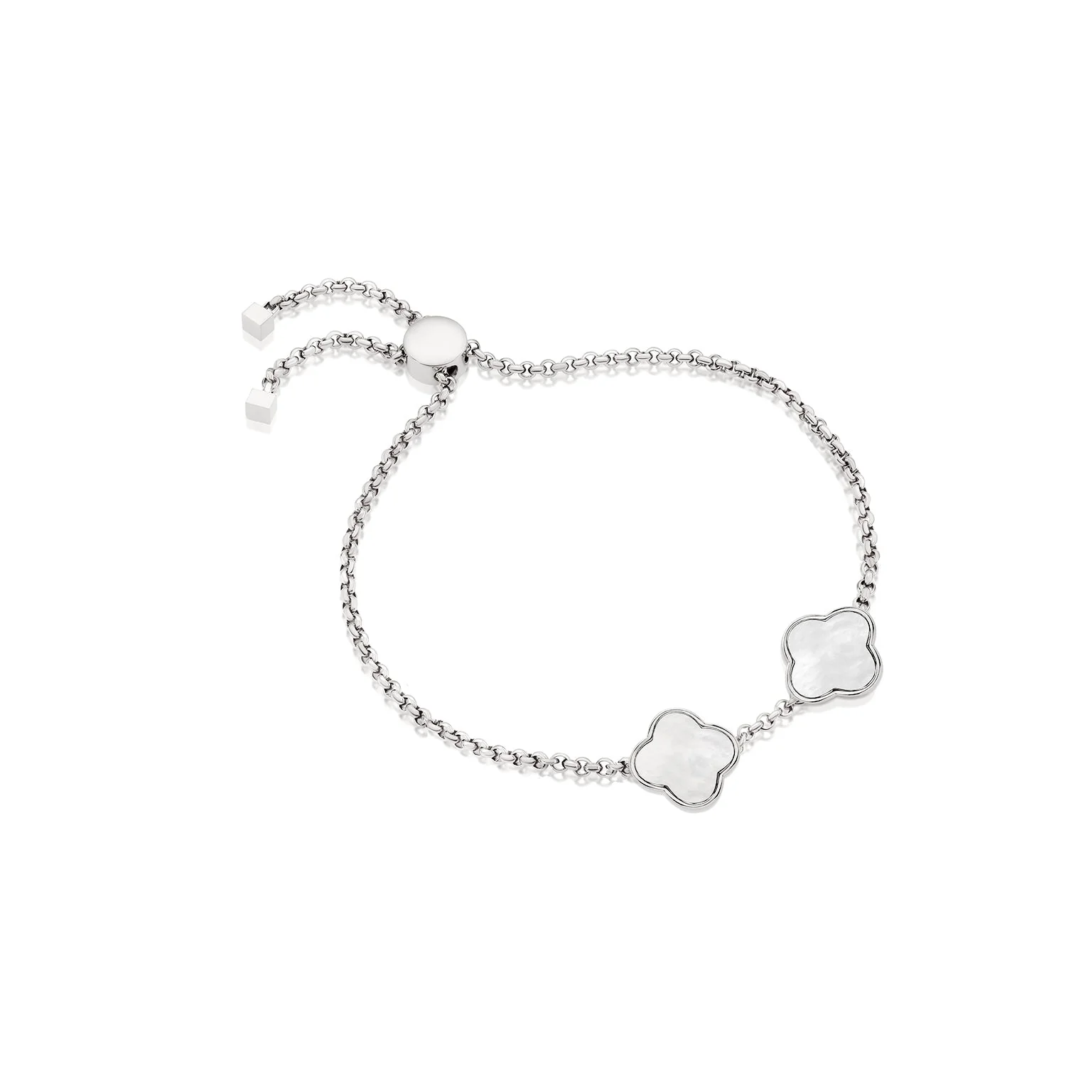Pearl Clover Custom Name Bracelet (Silver)