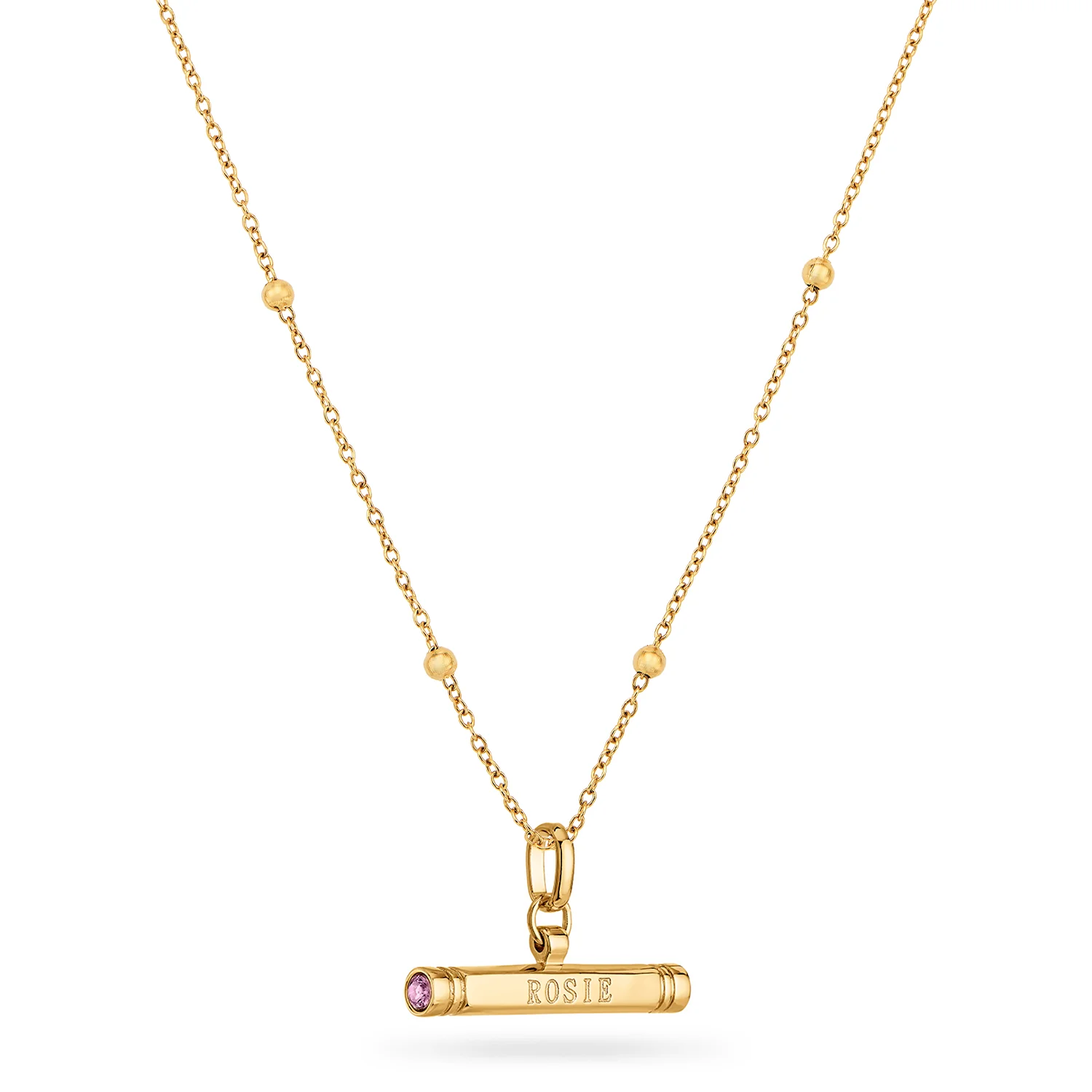 Custom Stamped T-Bar Necklace (Gold)