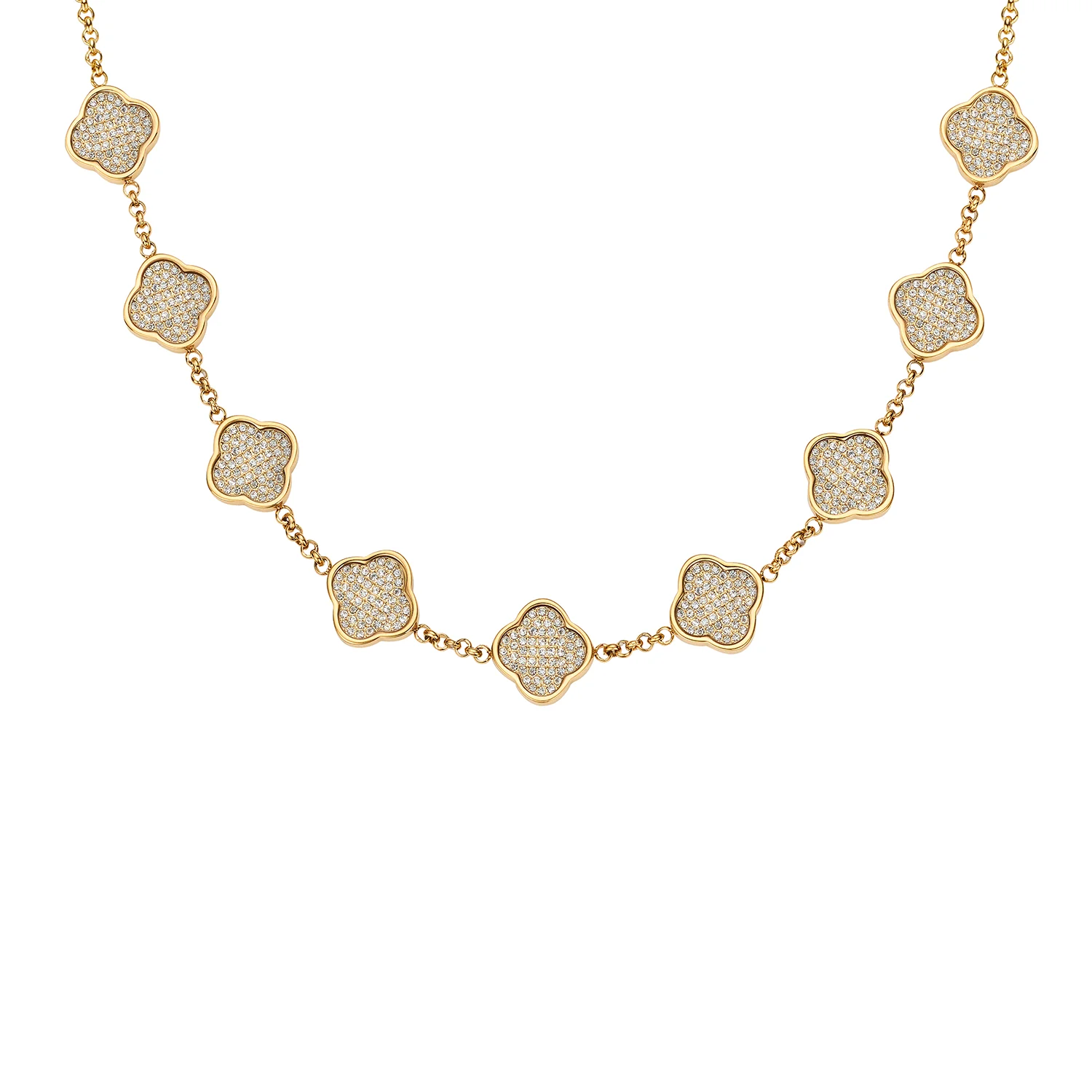 Shimmer Pavé Clover Necklace (Gold)