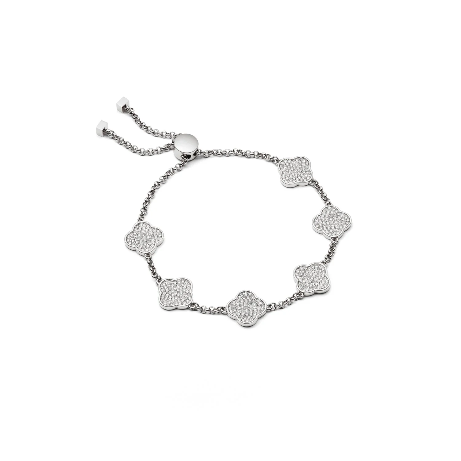Shimmer Pavé Clover Bracelet (Silver)