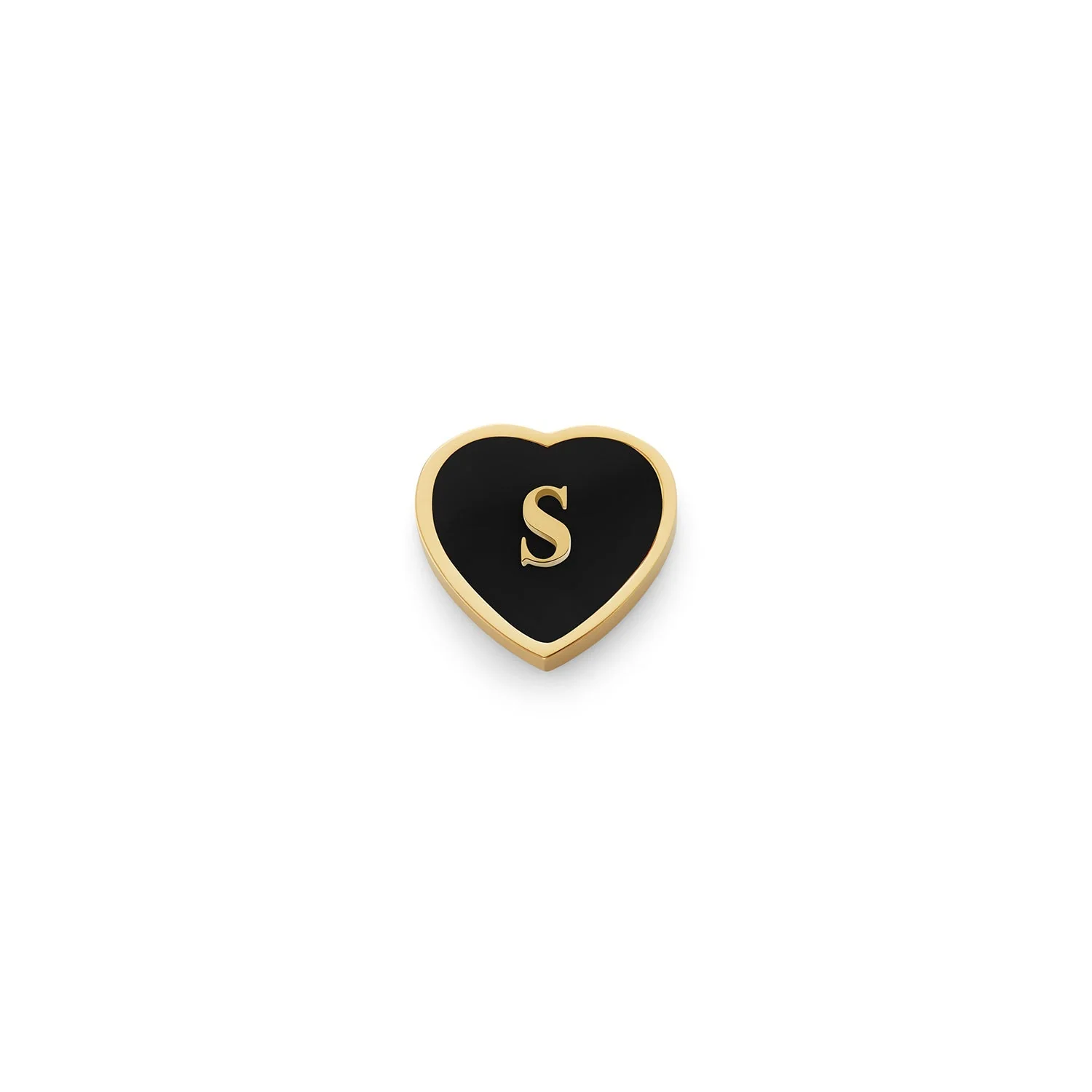 Black Enamel Heart Charms (Gold) - Initials