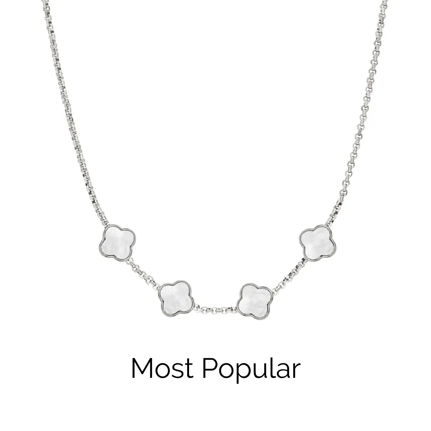 Pearl Clover Custom Name Necklace (Silver)