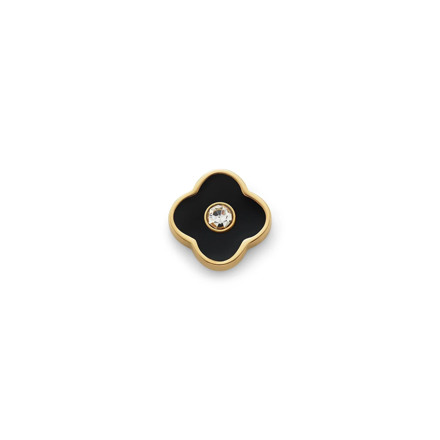 Black Enamel Clover Charms (Gold) - Birthstones