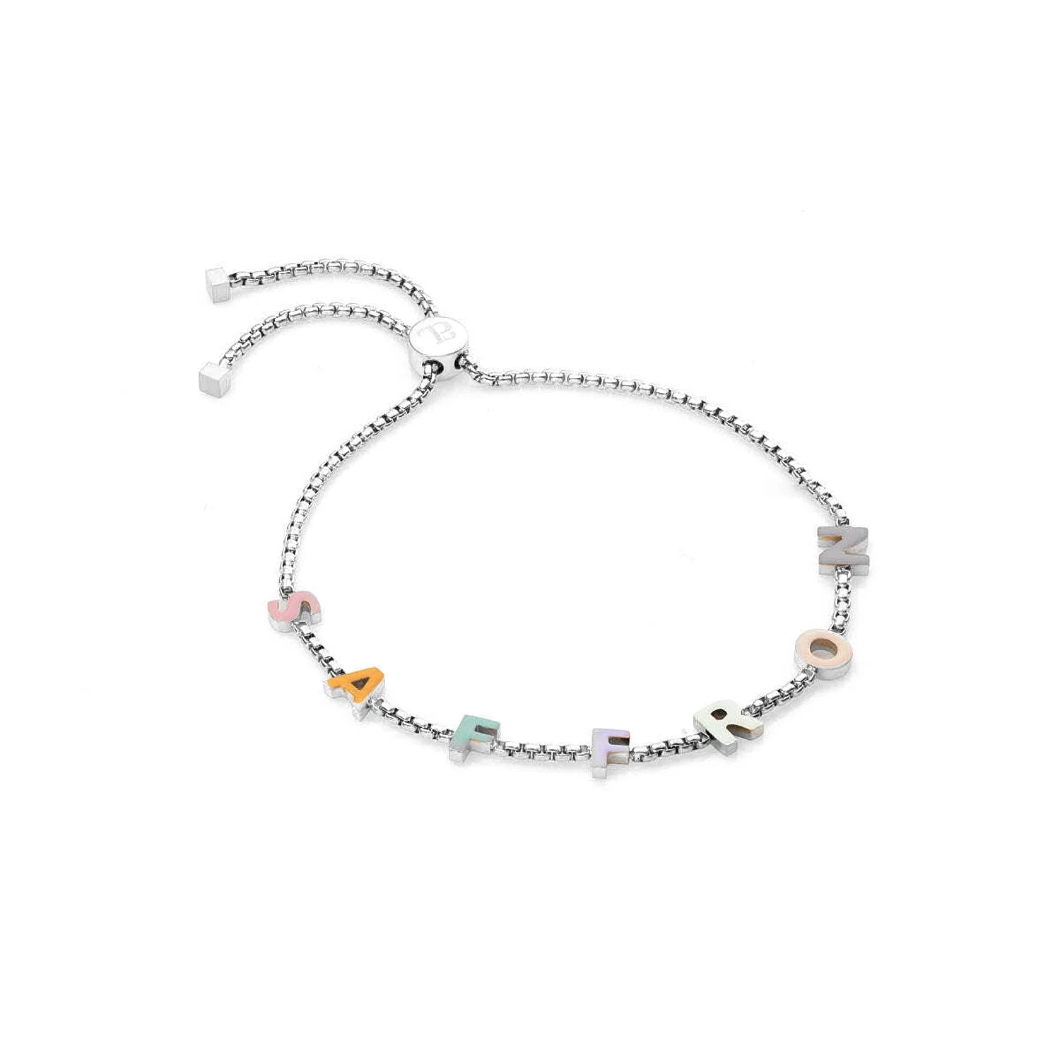 Custom Enamel Name Bracelet (Silver)