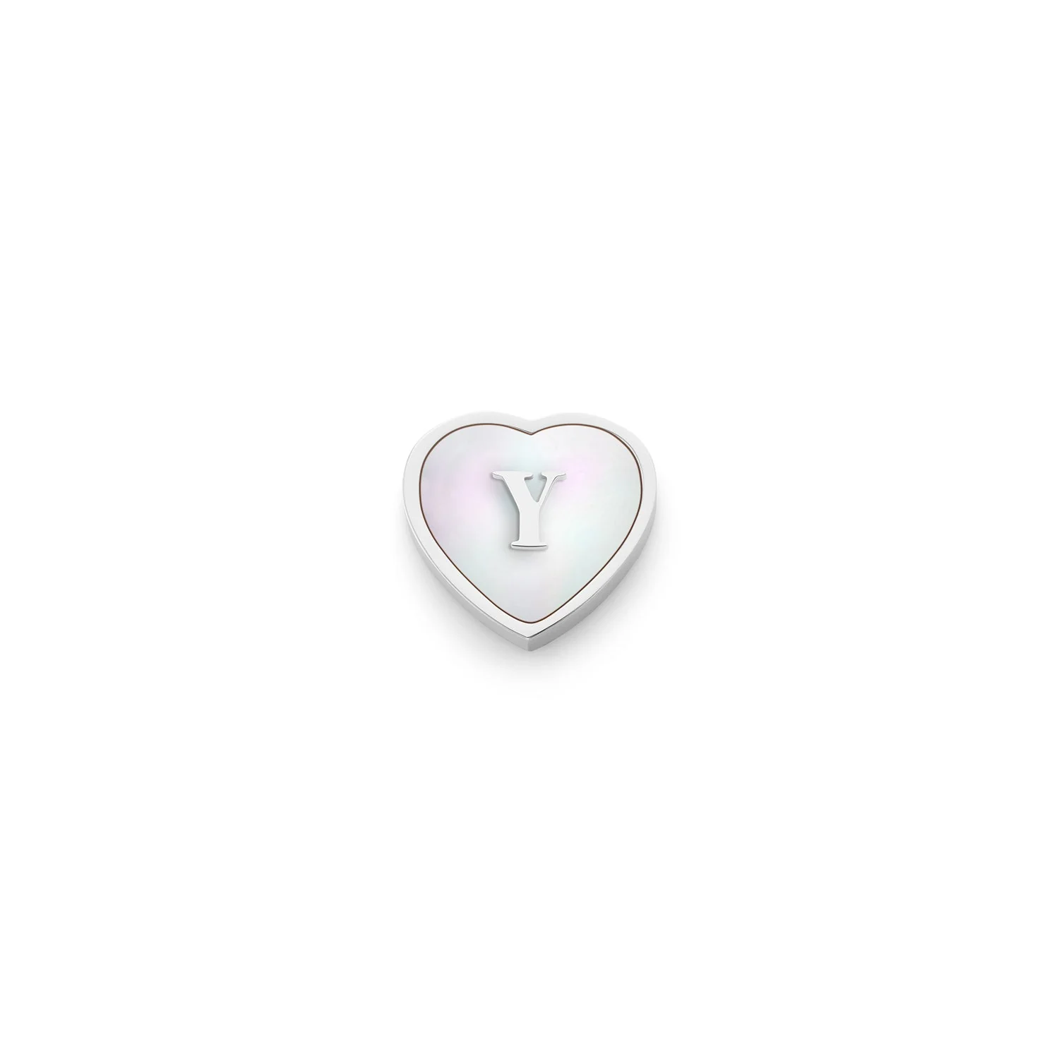 Pearl Heart Charms (Silver) - Initials
