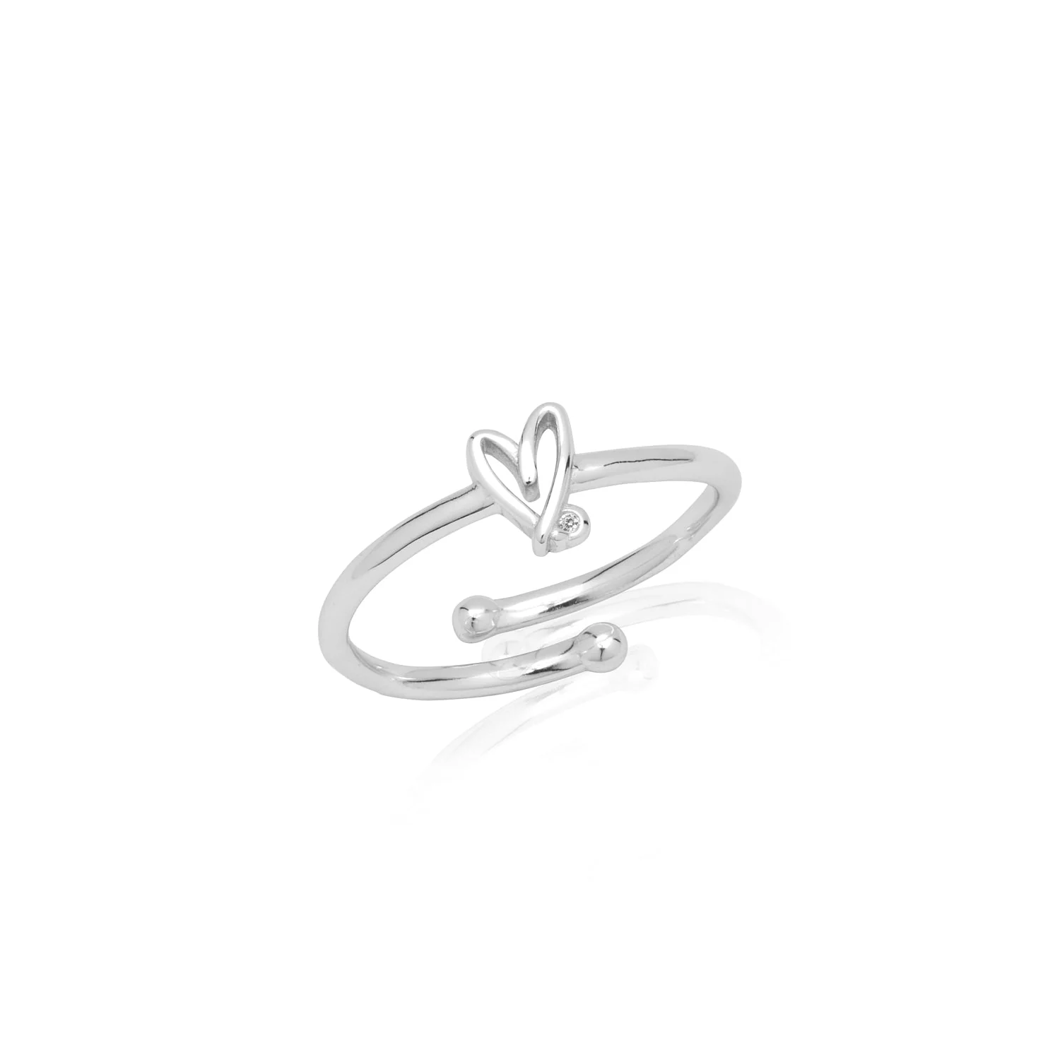 Stacey's Stories Doodle Heart Crystal Ring (Silver)