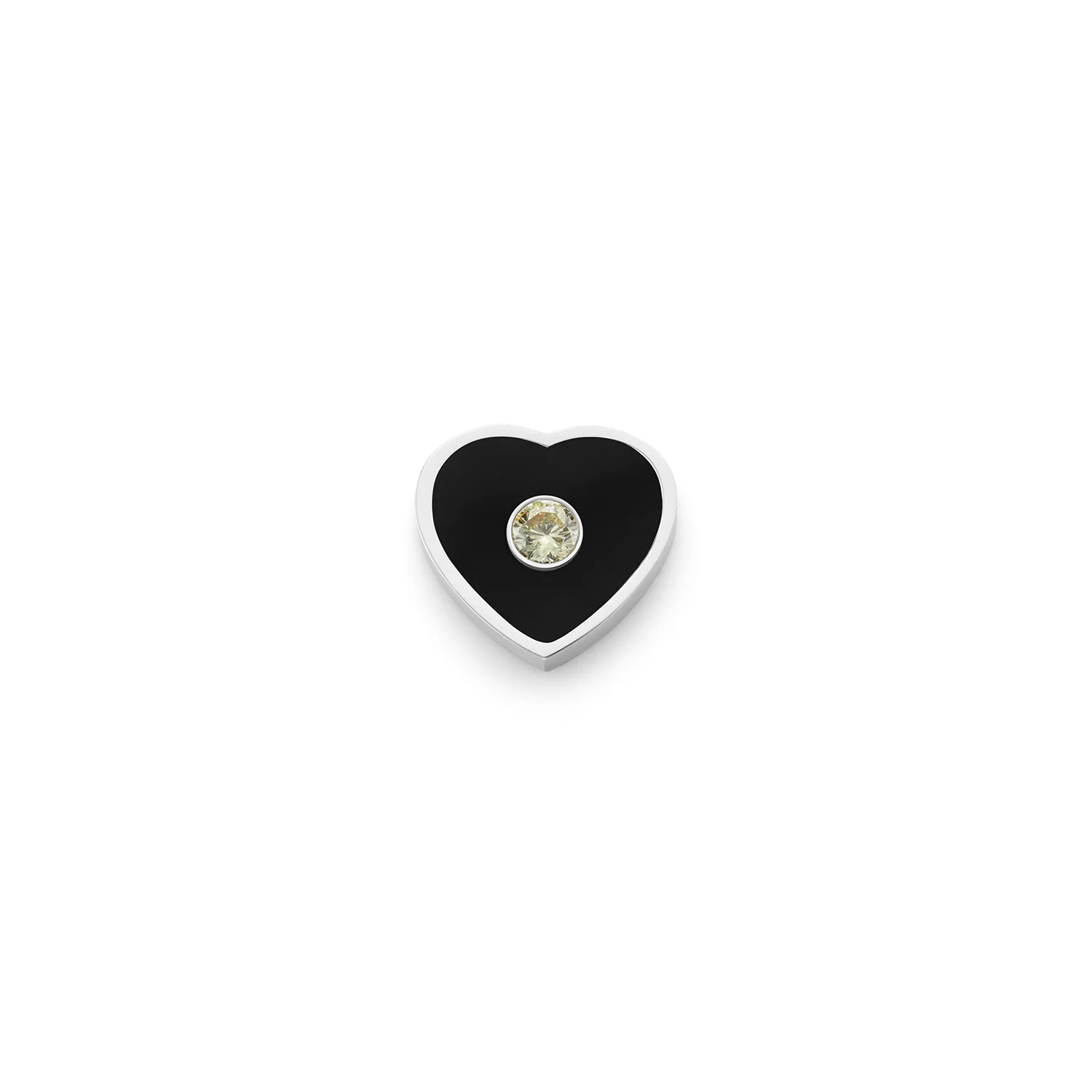 Black Enamel Heart Charms (Silver) - Birthstone