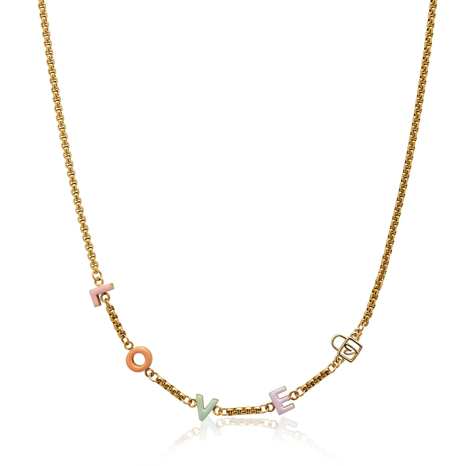 Custom Enamel Name Necklace (Gold)
