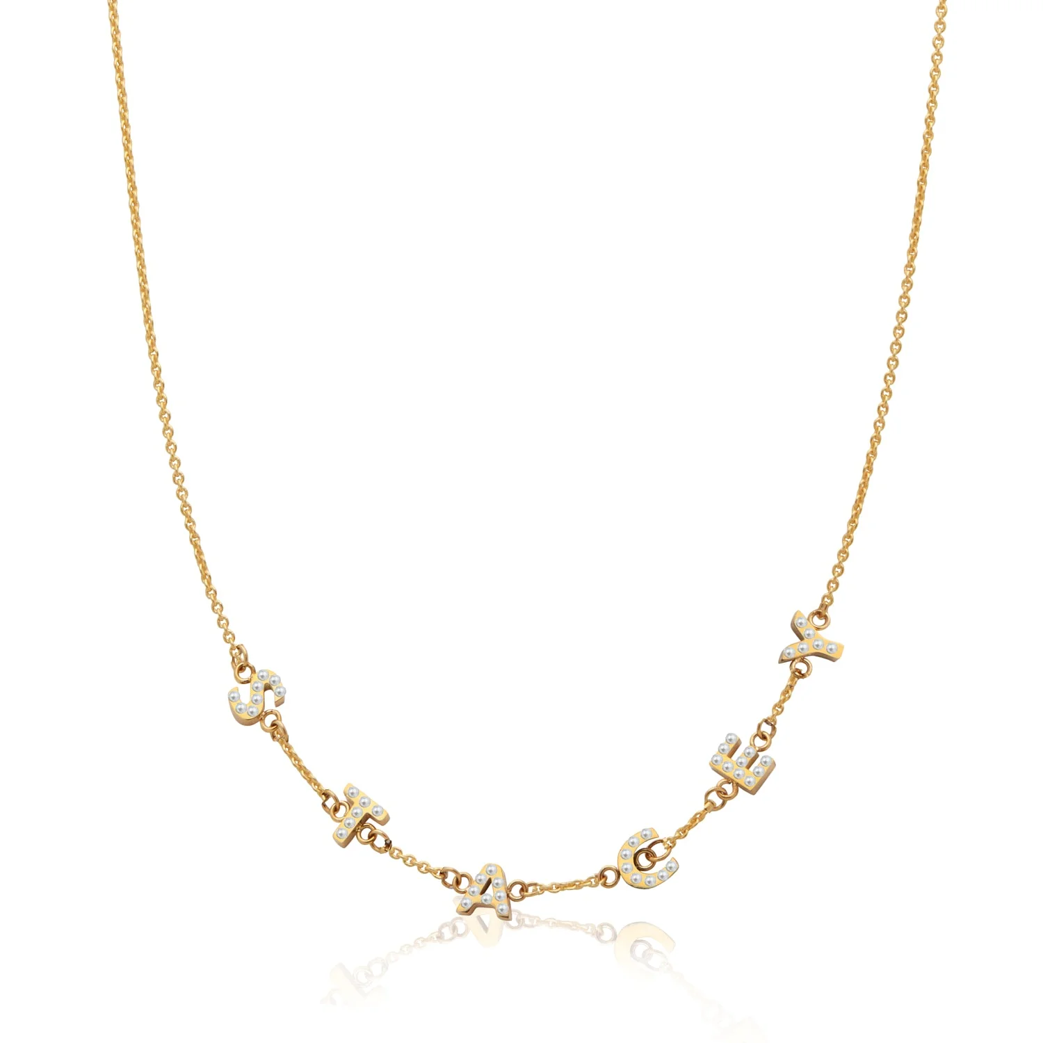 Pearl Custom Name Necklace (Gold)