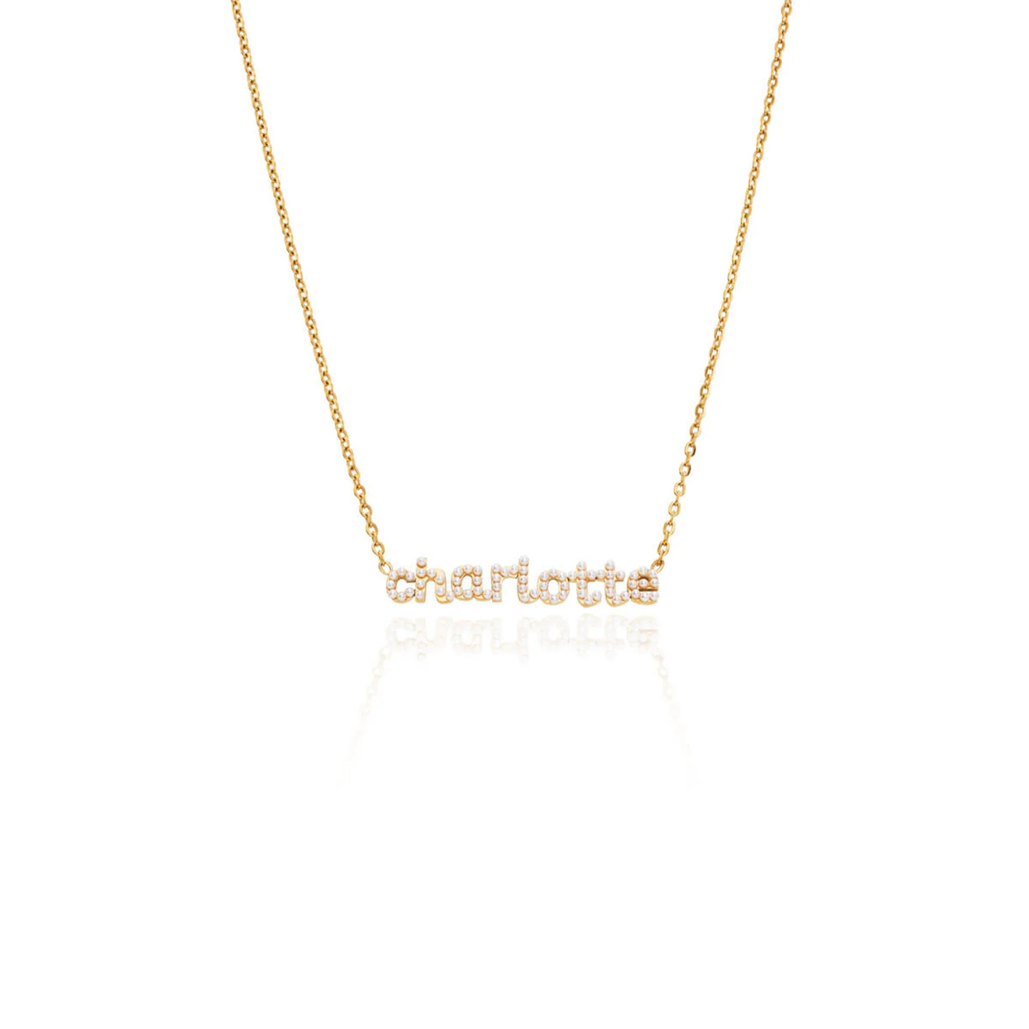 Mini Pearl Name Necklace (Gold)