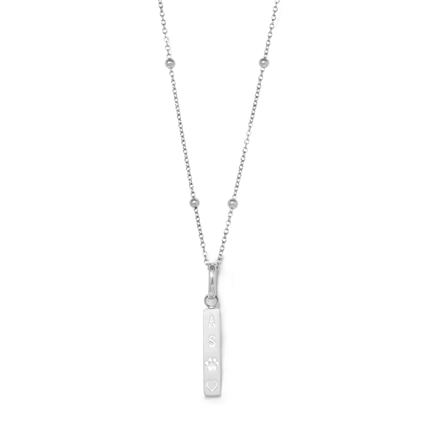 Custom Stamped Bar Pendant Necklace (Silver)