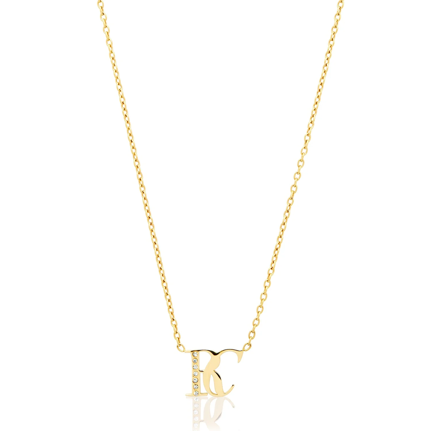 Double Initial Crystal Necklace (Gold)