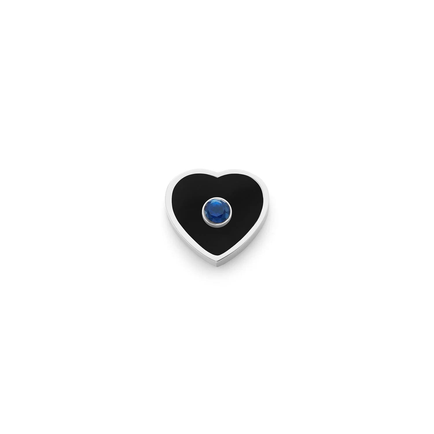Black Enamel Heart Charms (Silver) - Birthstone