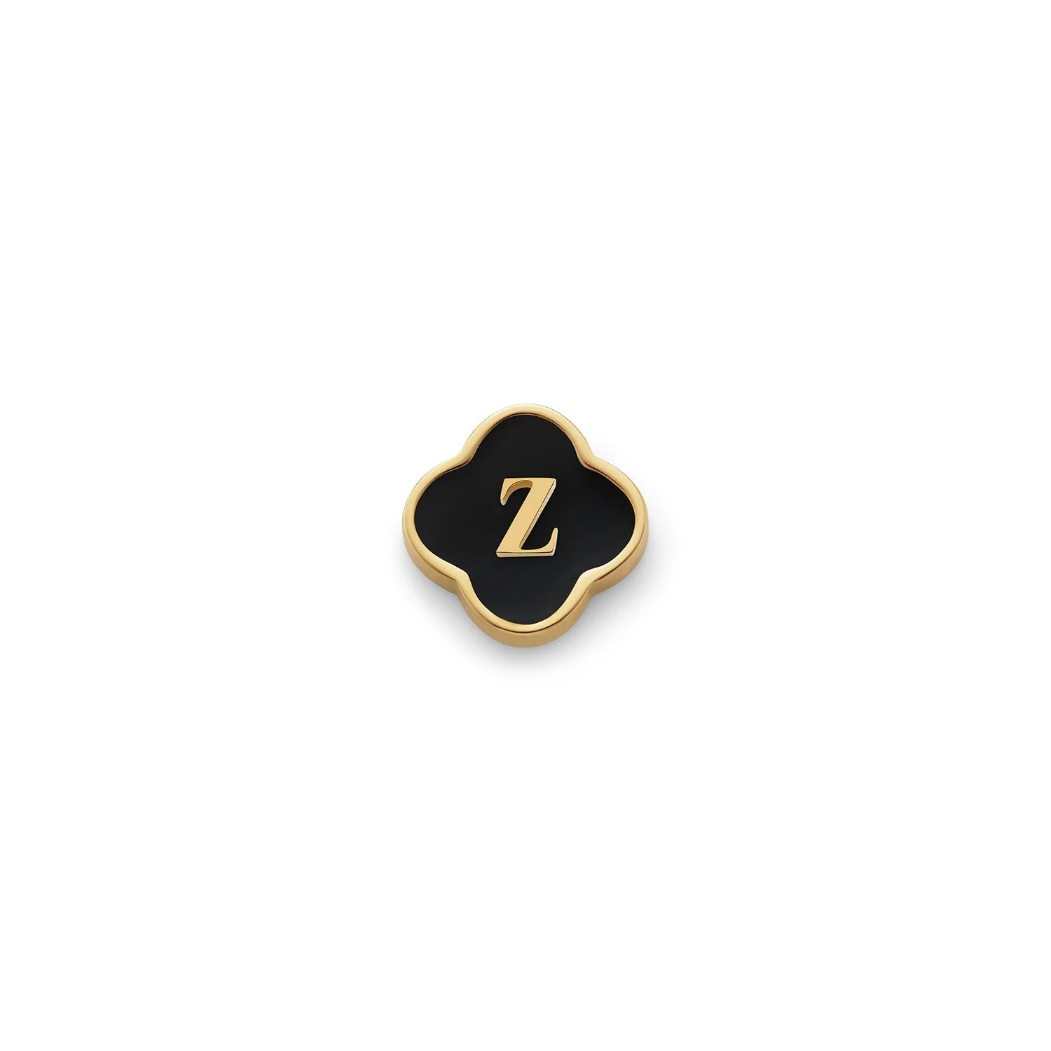 Black Enamel Clover Charms (Gold) - Initials
