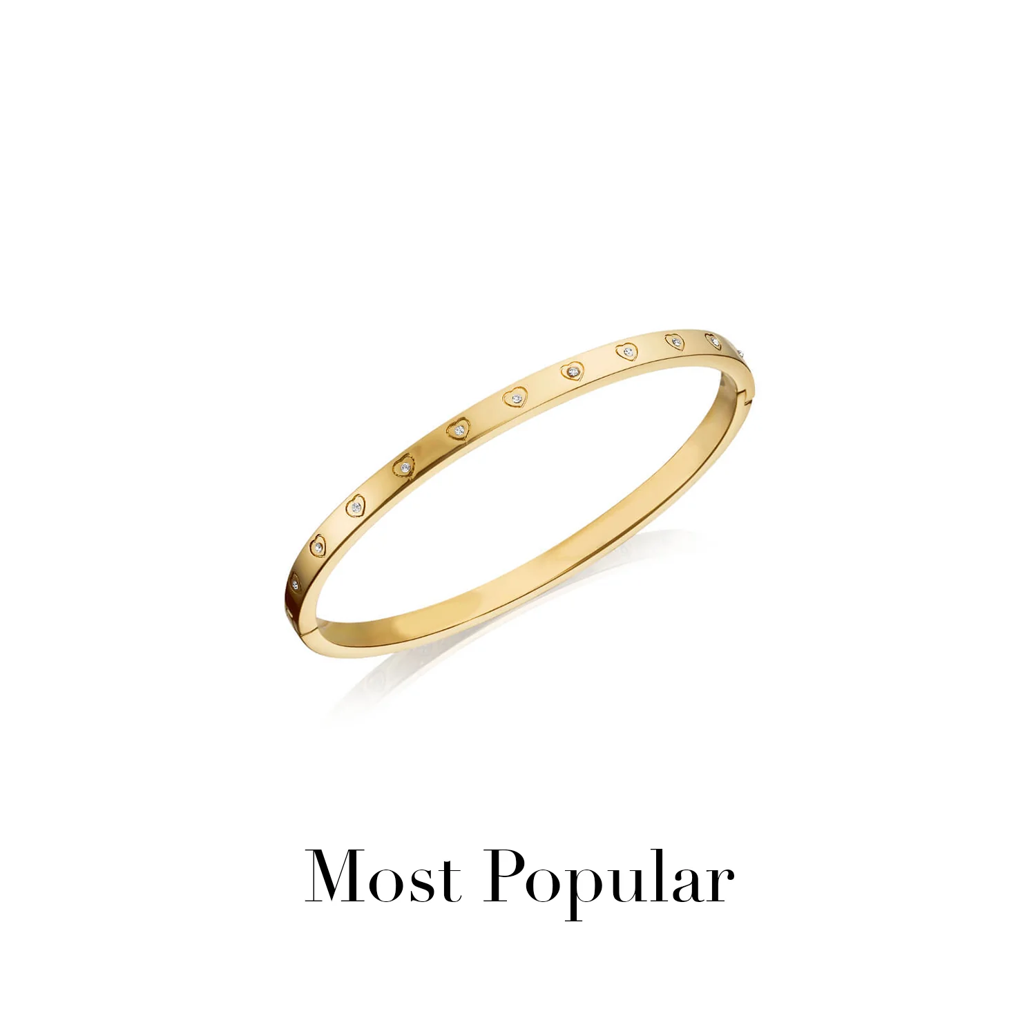 Crystal Heart Bangle & Multi Pearl Clover Bracelet Bundle (Gold)