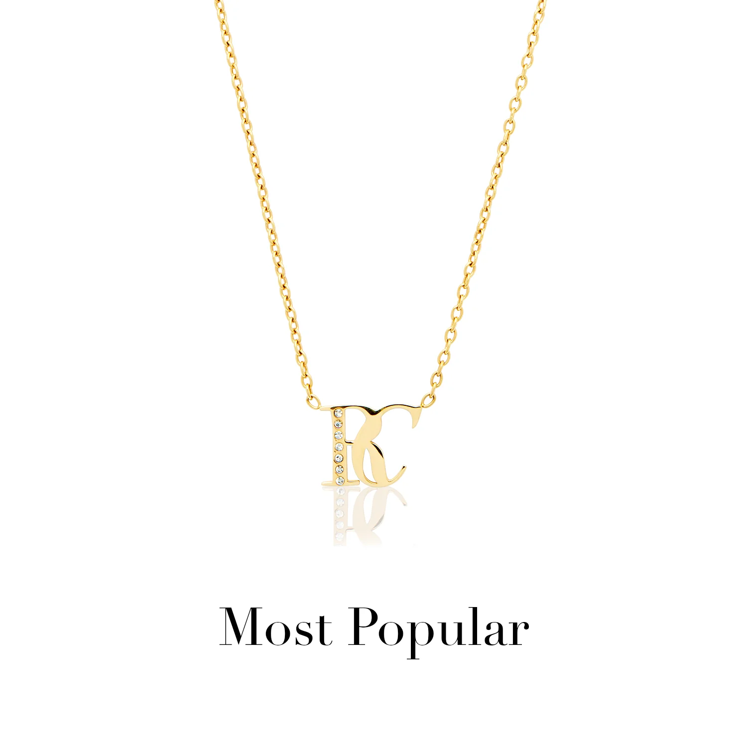 Double Initial Crystal Necklace (Gold)