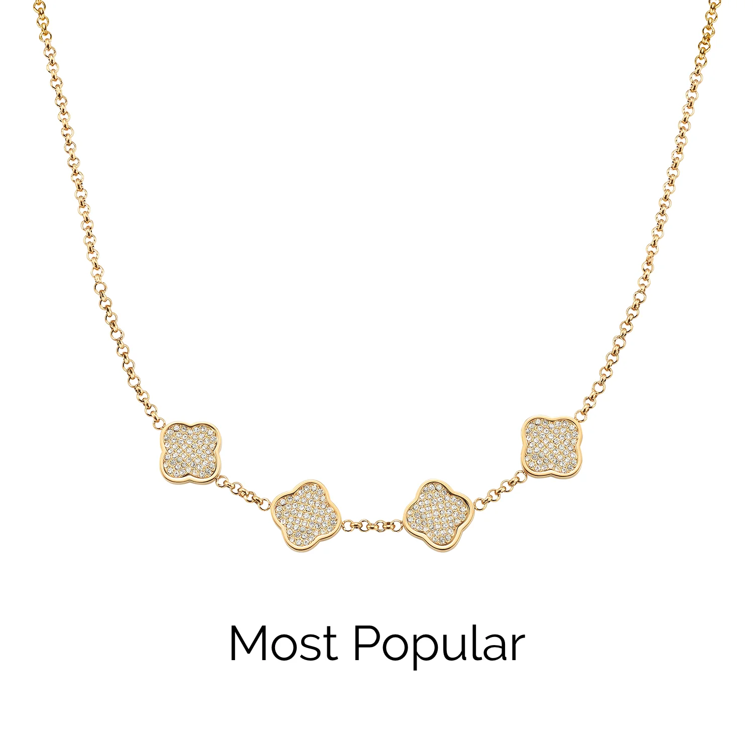 Shimmer Pavé Clover Necklace (Gold)