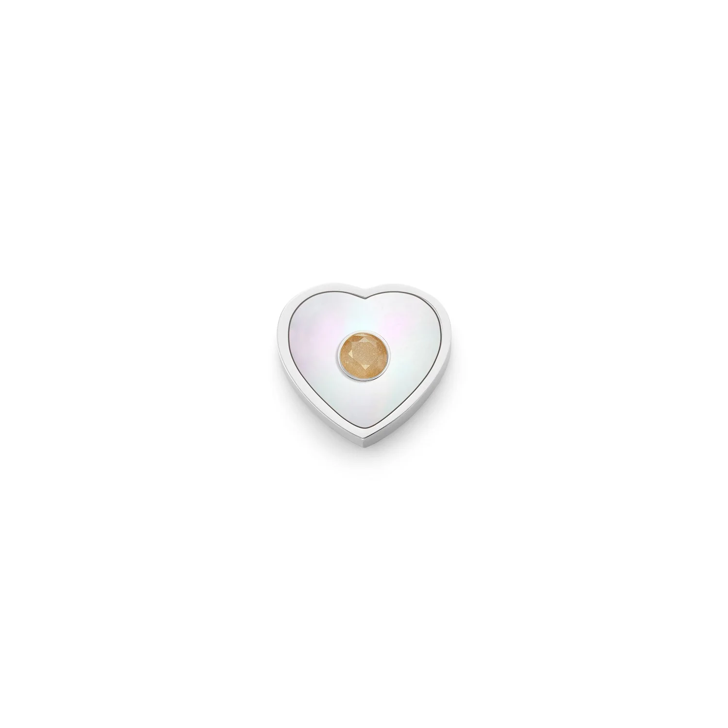 Pearl Heart Charms (Silver) - Birthstone