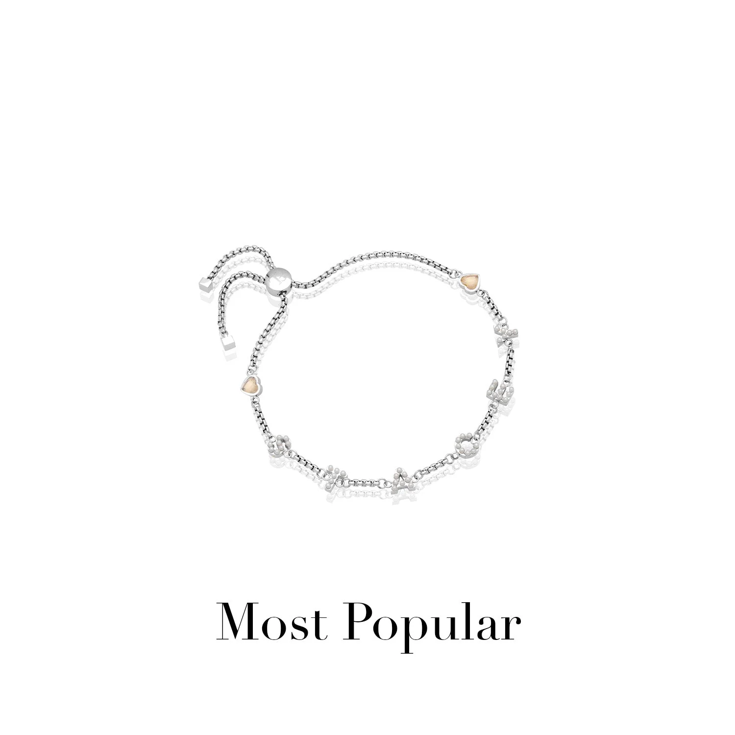 Pearl Custom Name Bracelet (Silver)