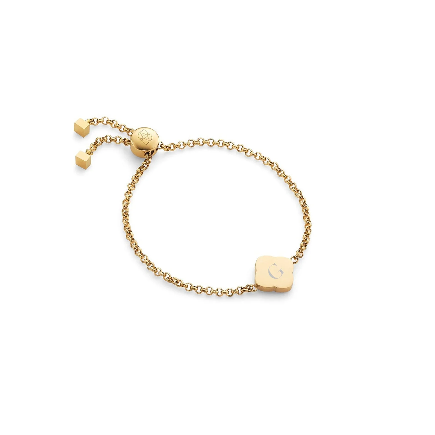 Black Enamel Clover Bracelet (Gold)