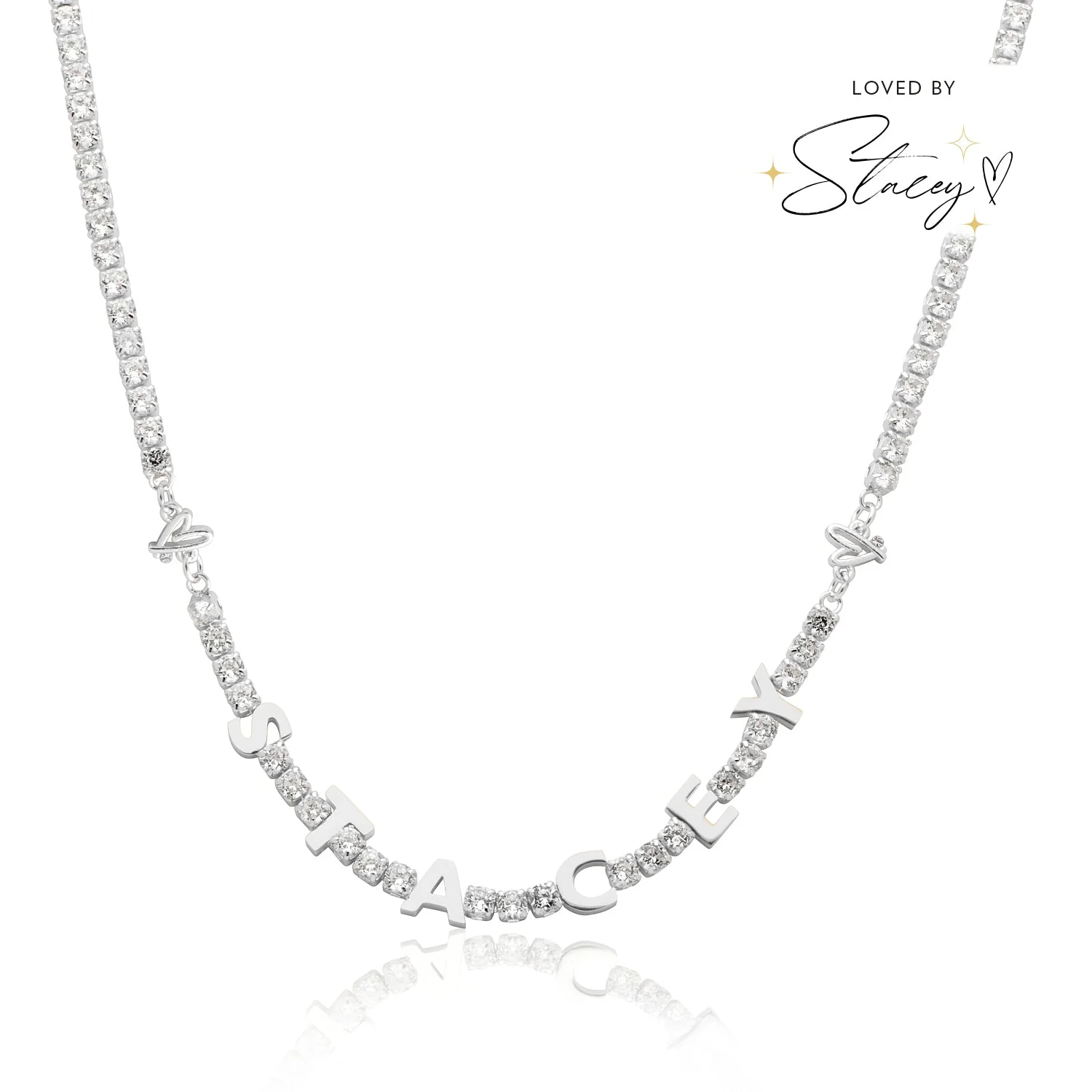 Custom Name Tennis Necklace (Silver)