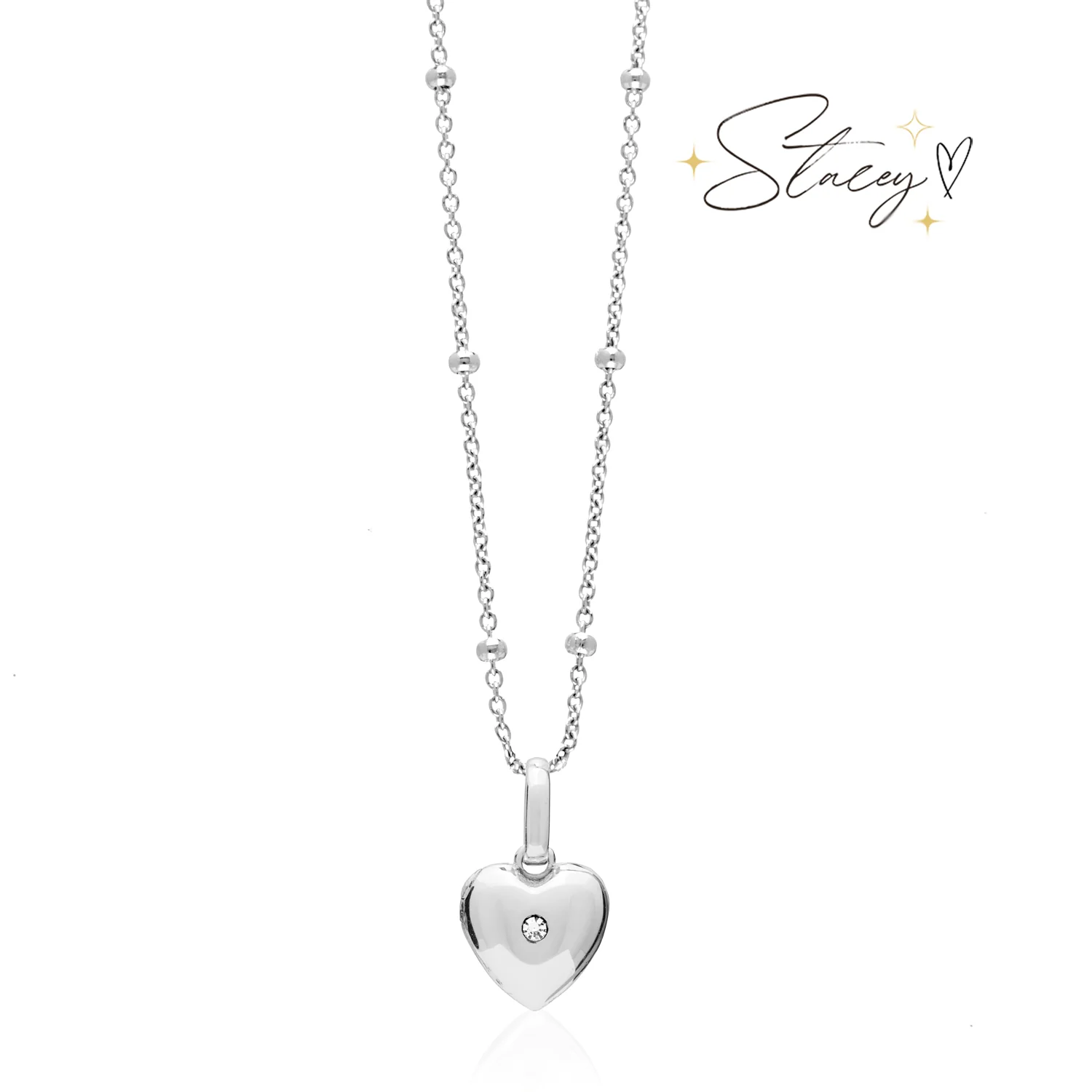 Heart Photo Locket Sphere Necklace (Silver)