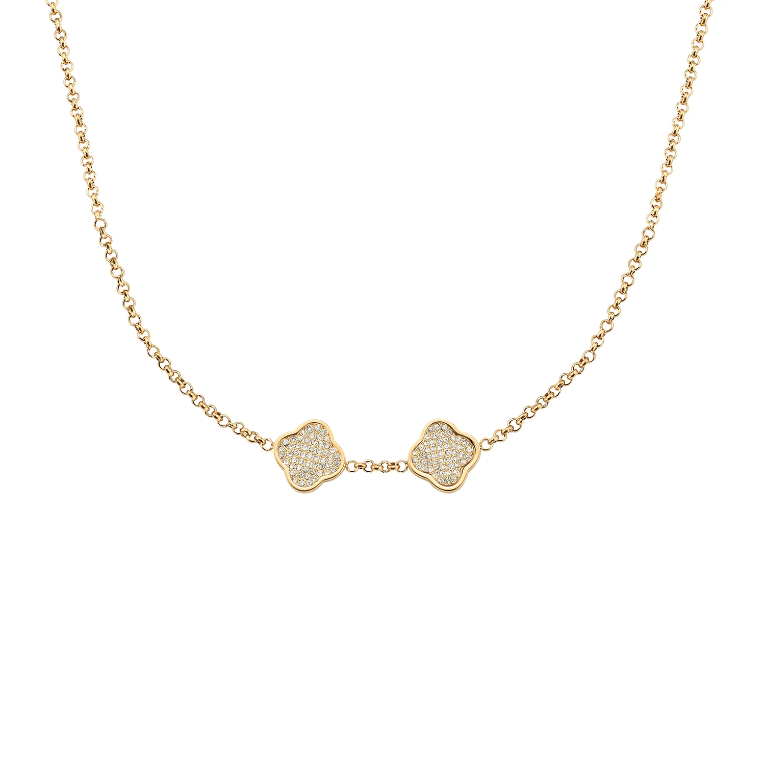 Shimmer Pavé Clover Necklace (Gold)